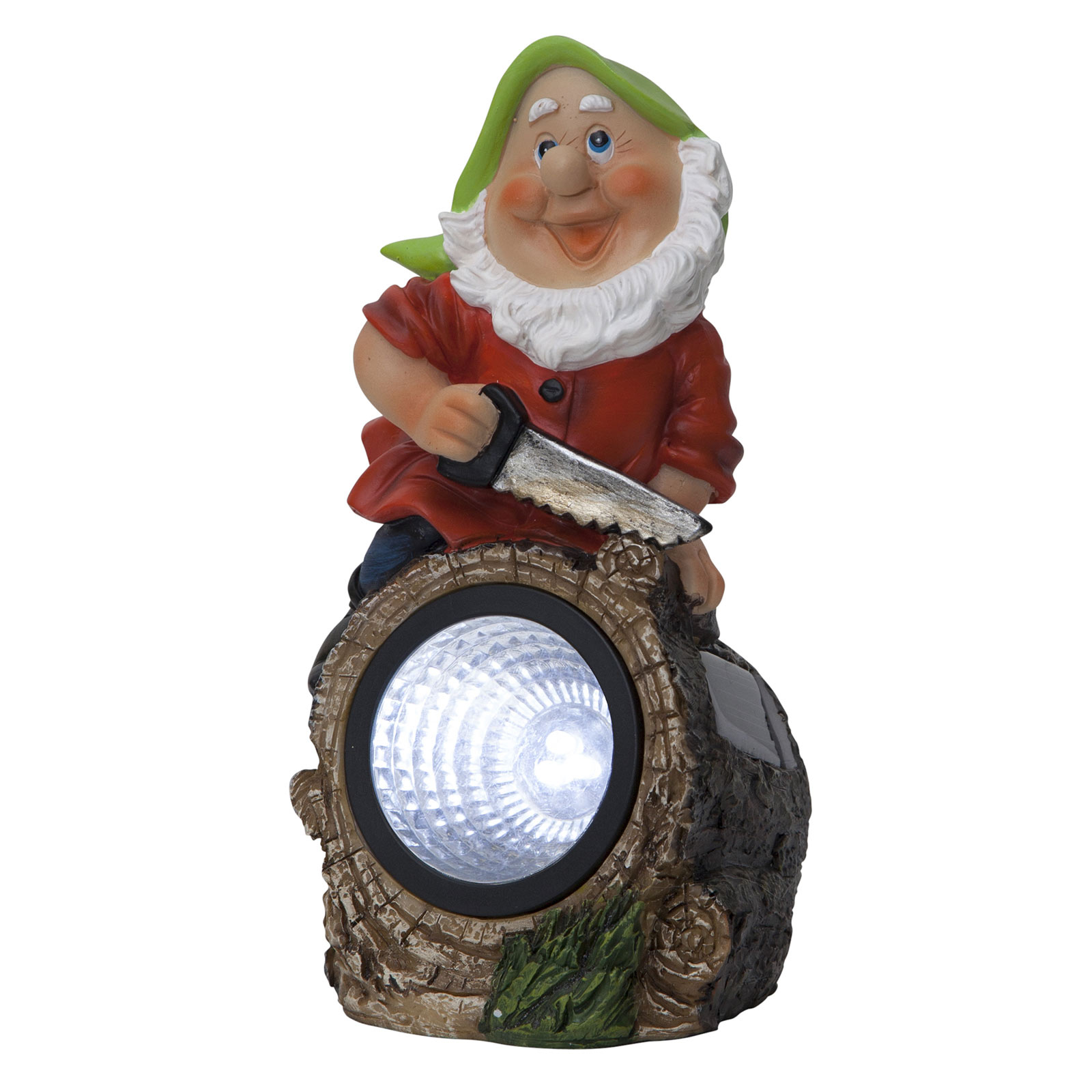 LED solárne svetlo Gnomy farebný/červený plastový 21 cm drevorubač