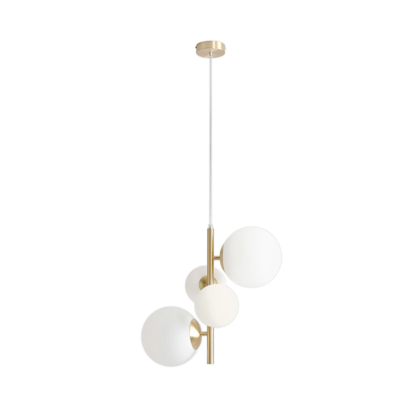 Suspension Joel, laiton/blanc, à 4 lampes