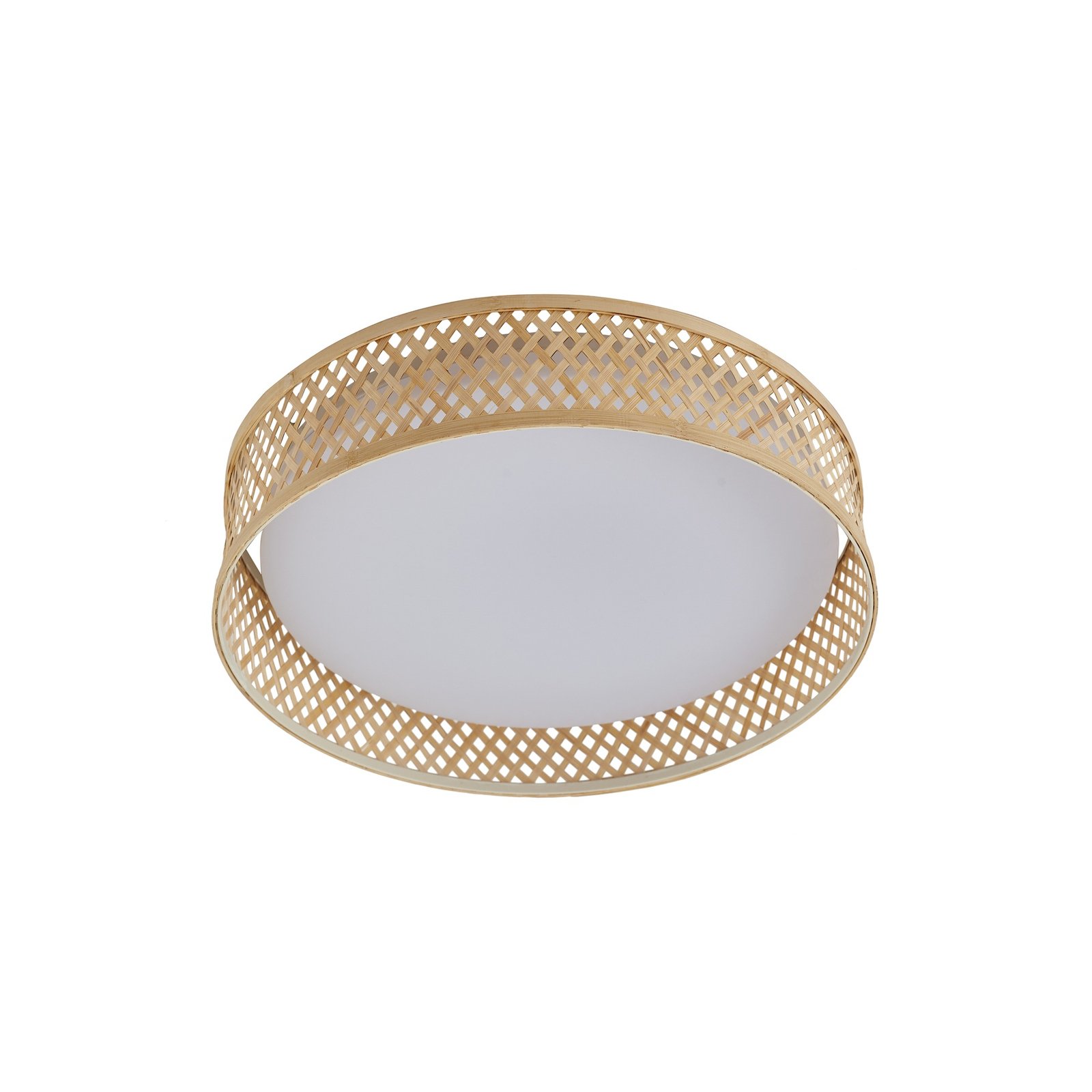 Lindby LED ceiling light Eilif, bamboo, white, Ø 40 cm