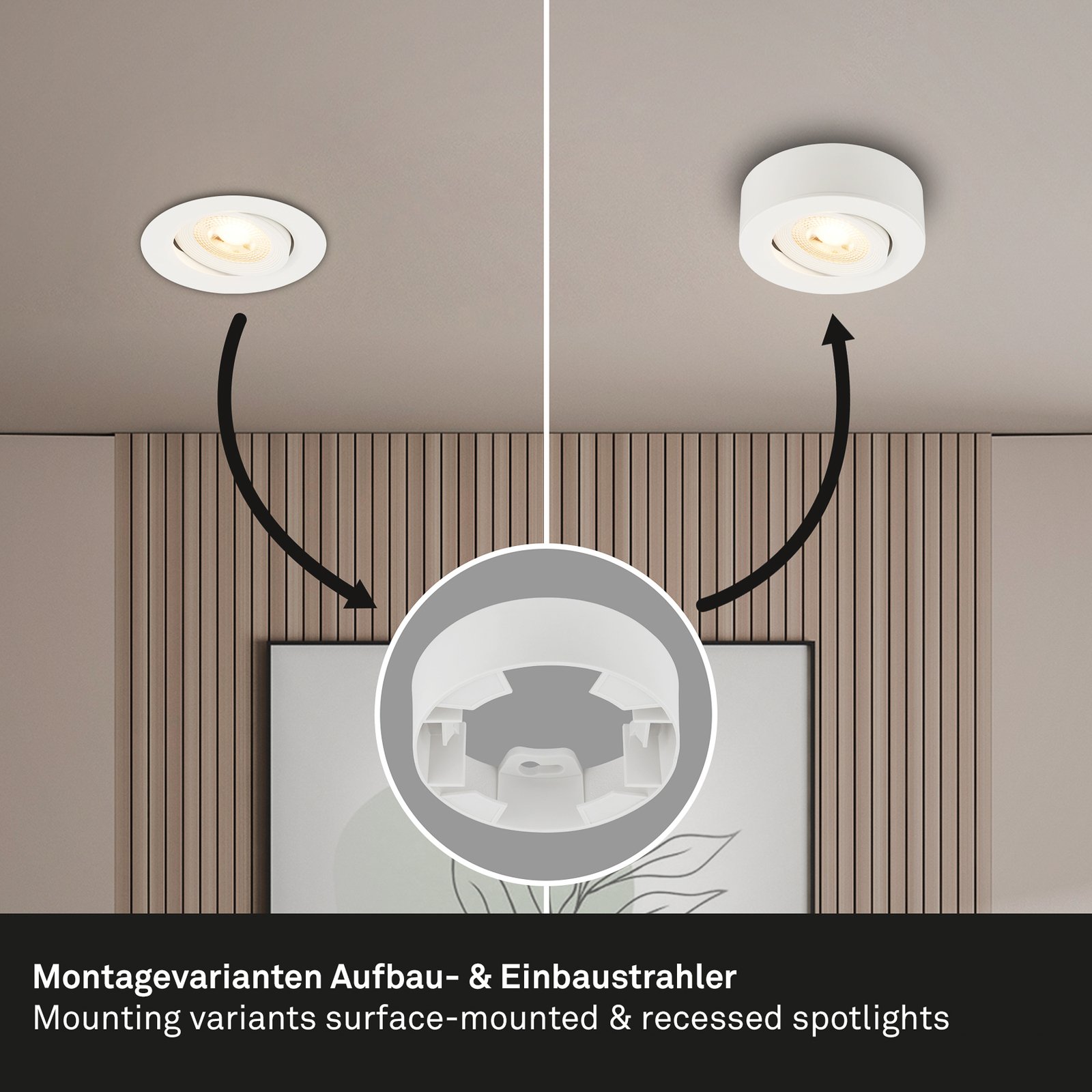 LED-Einbauleuchte Desi, weiß, Ø9cm, ein/aus, 3.000 K