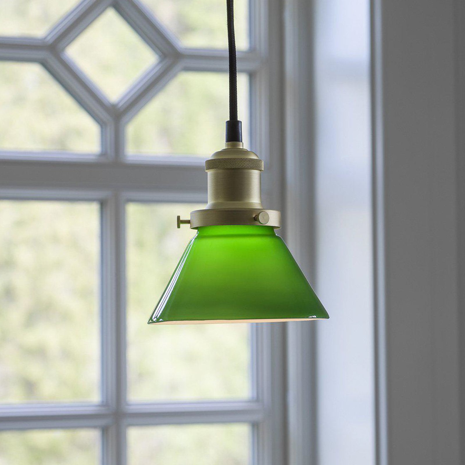 PR Home závěsné světlo August, zelené, Ø 15 cm