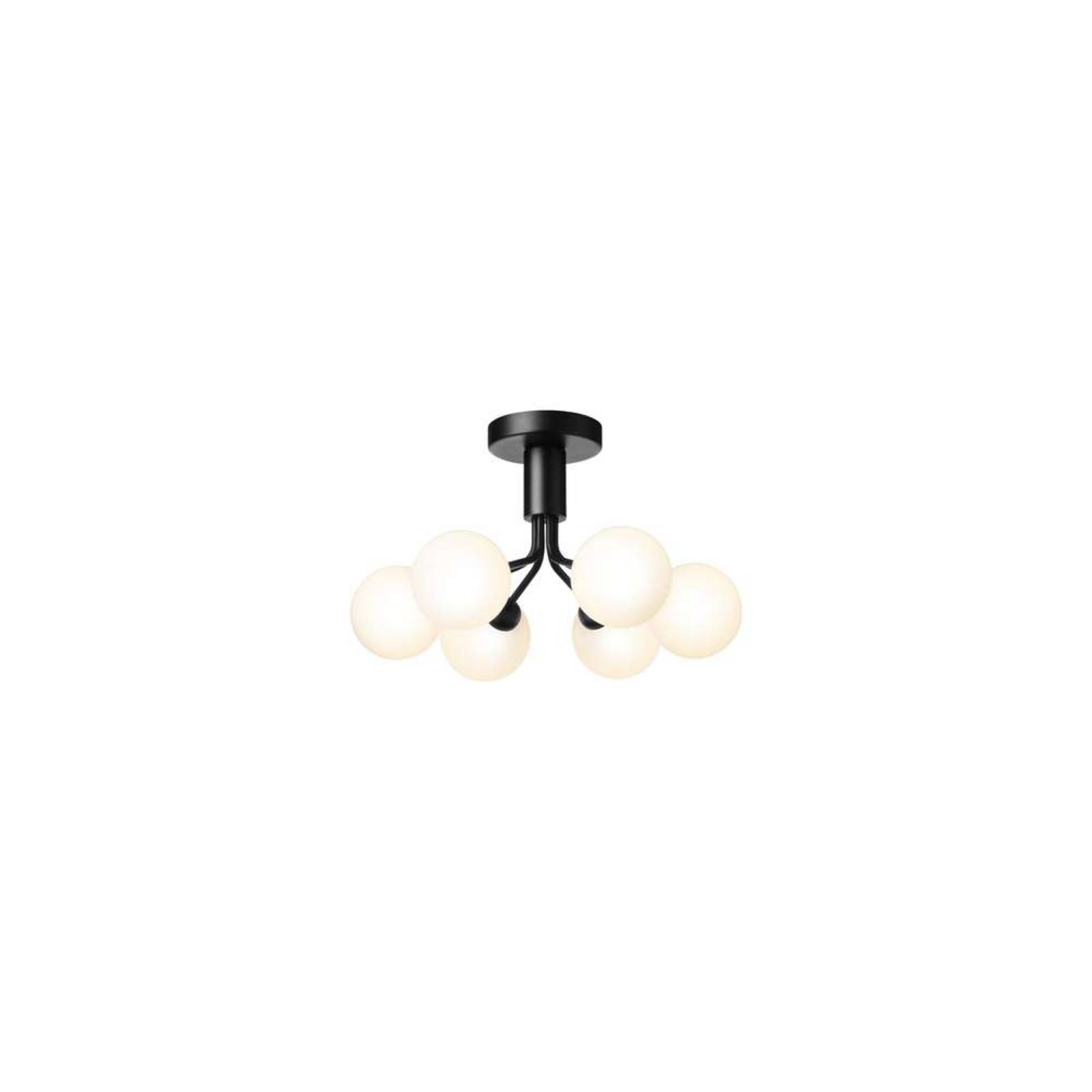 Lampa sufitowa Nuura Apiales 6, Ø 50 cm, czarna/opalowa