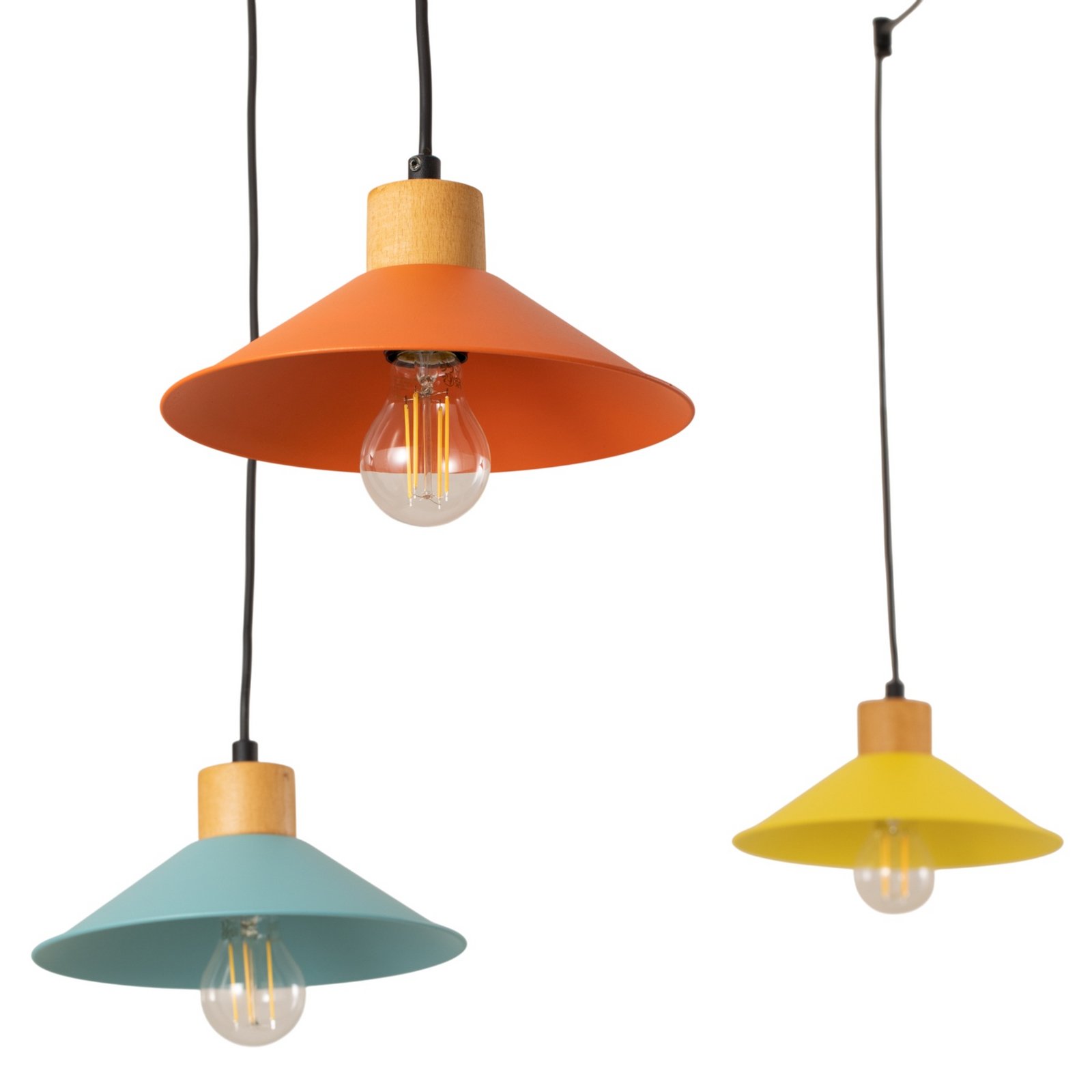 Candeeiro suspenso Manavgat, 6 lâmpadas, multicolor, comprimento 144 cm Candeeiro suspenso Manavgat, 6 lâmpadas, multicolor, comprimento 144 cm