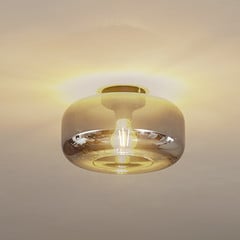 Lindby loftlampe Hildur, Ø 28,5 cm, røgfarvet grå, glas