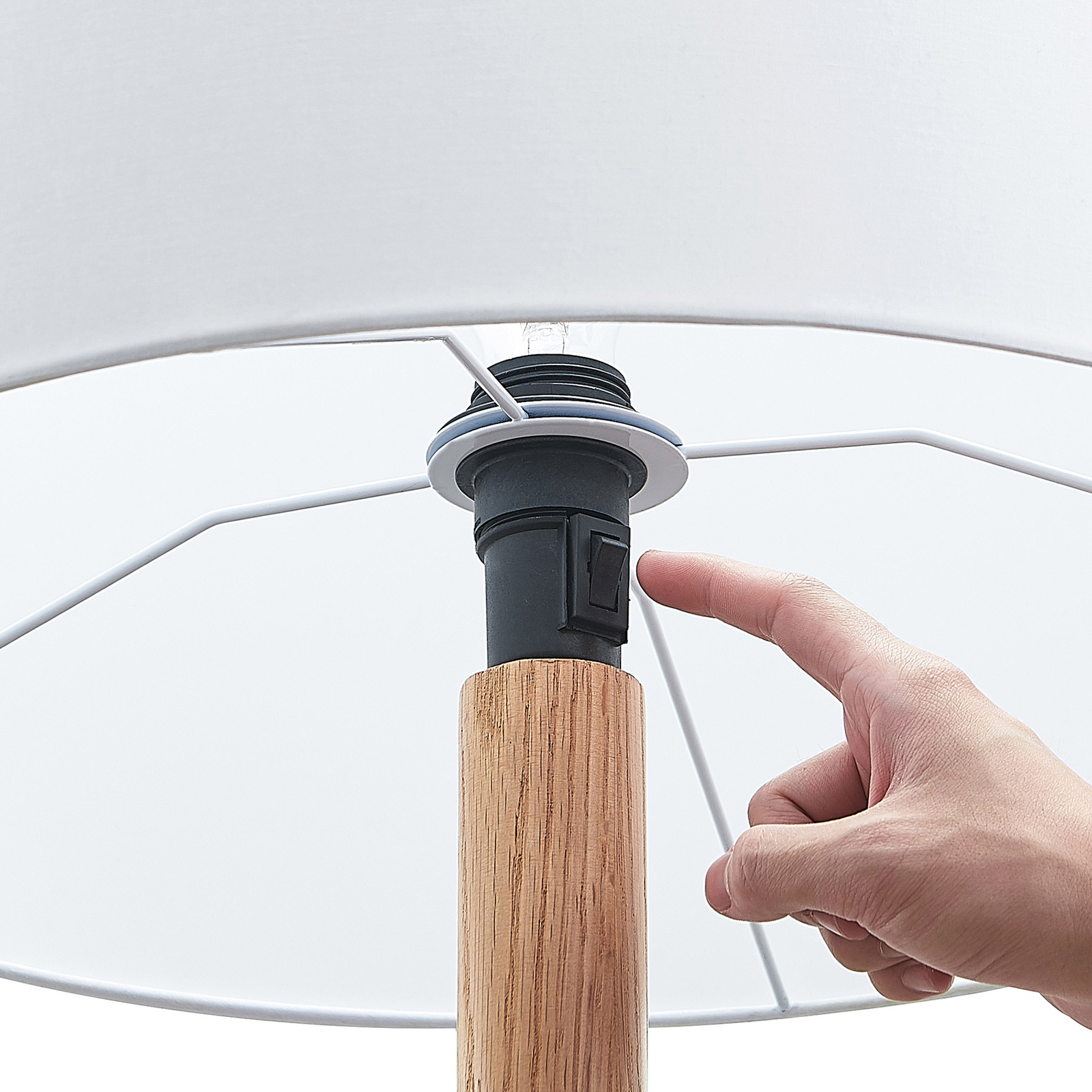 Lucande Heily lampa stojąca, cylinder, 35cm, biała