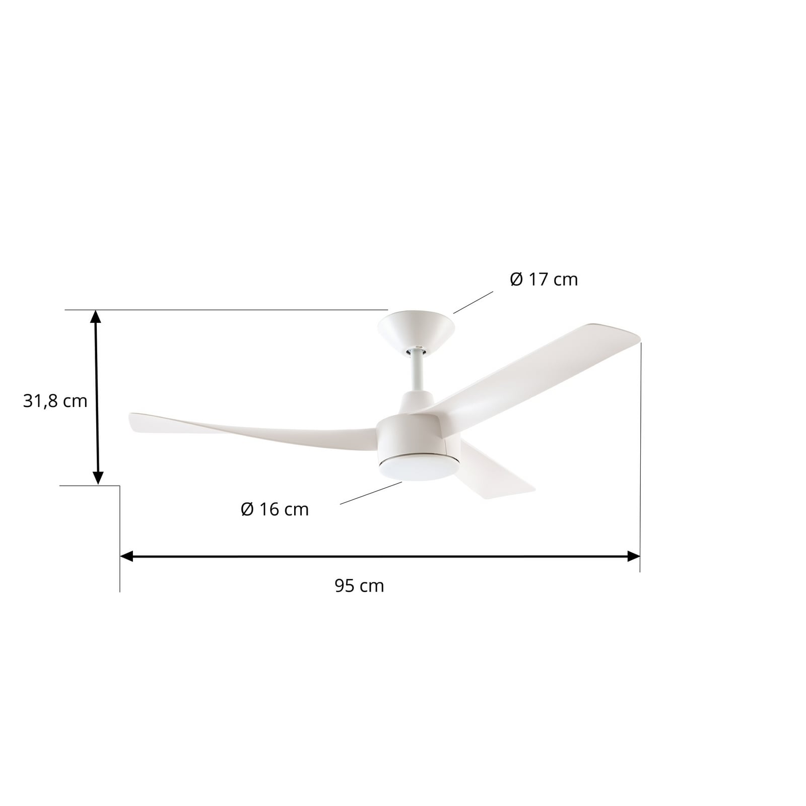 Airona LED-Deckenventilator weiß dimmbar DC leise - Lucande