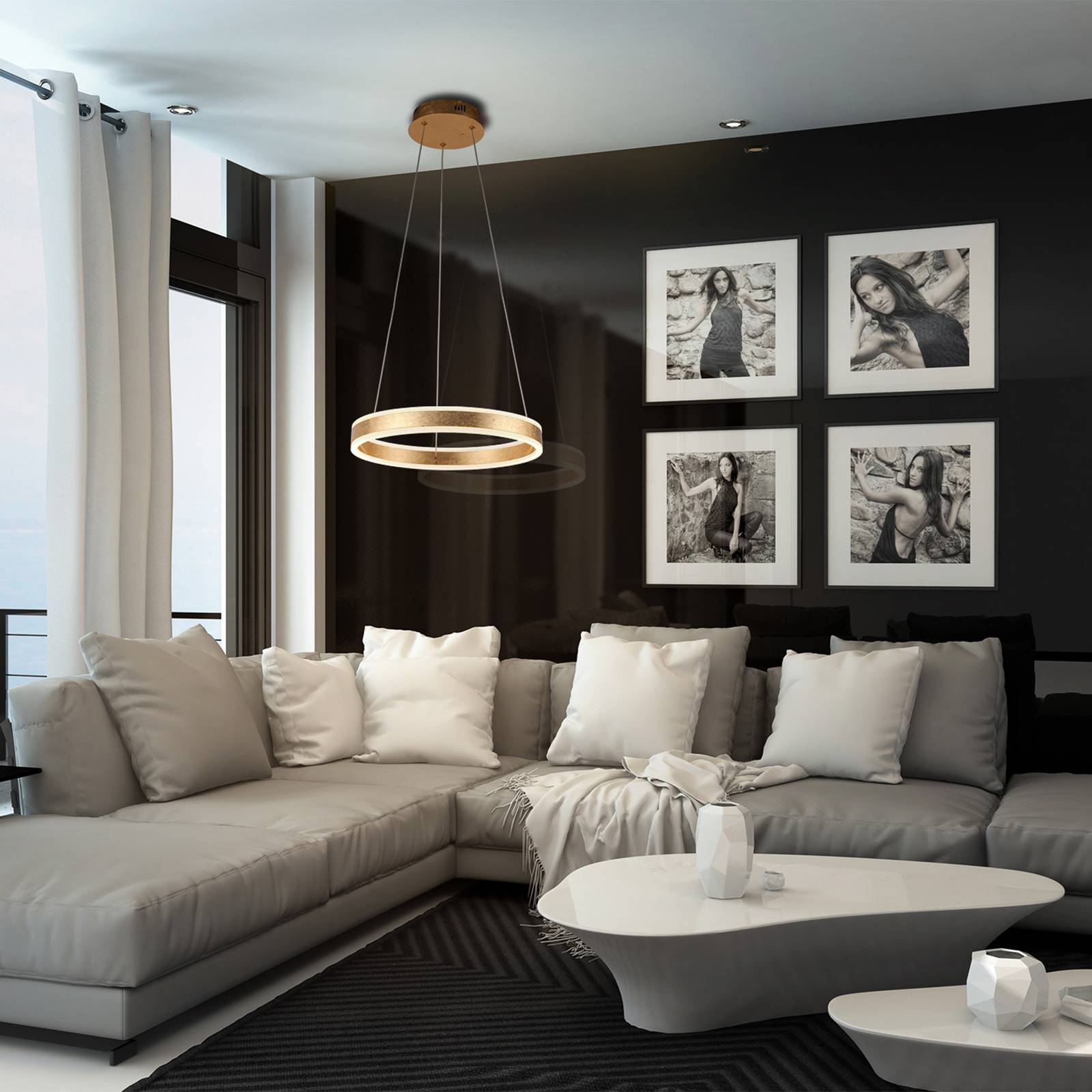 Lampa wisząca Helia LED, kolor złoty, Ø 50 cm, metal