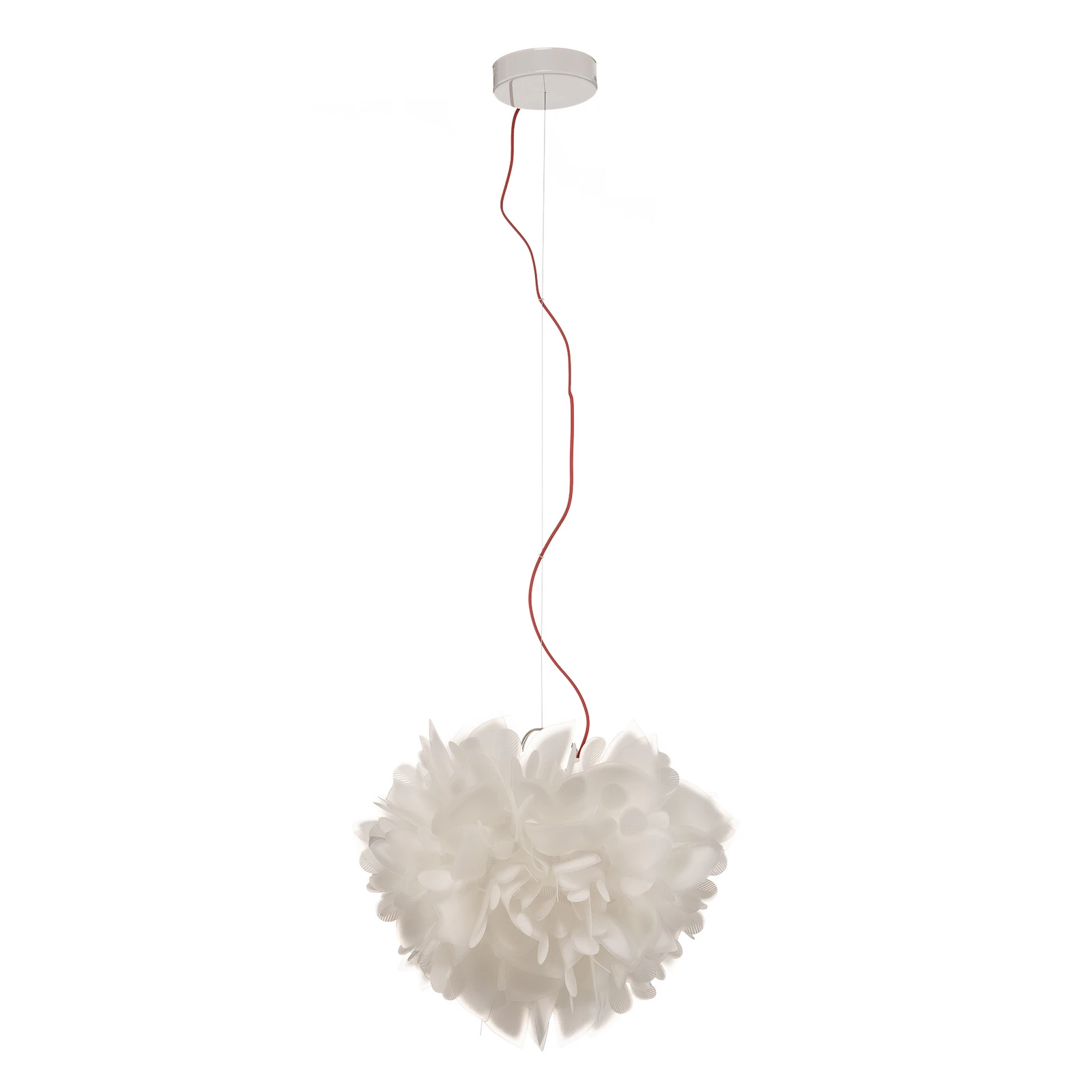 Lampada a sospensione Slamp Veli Foliage bianca e rossa, Ø 45 cm