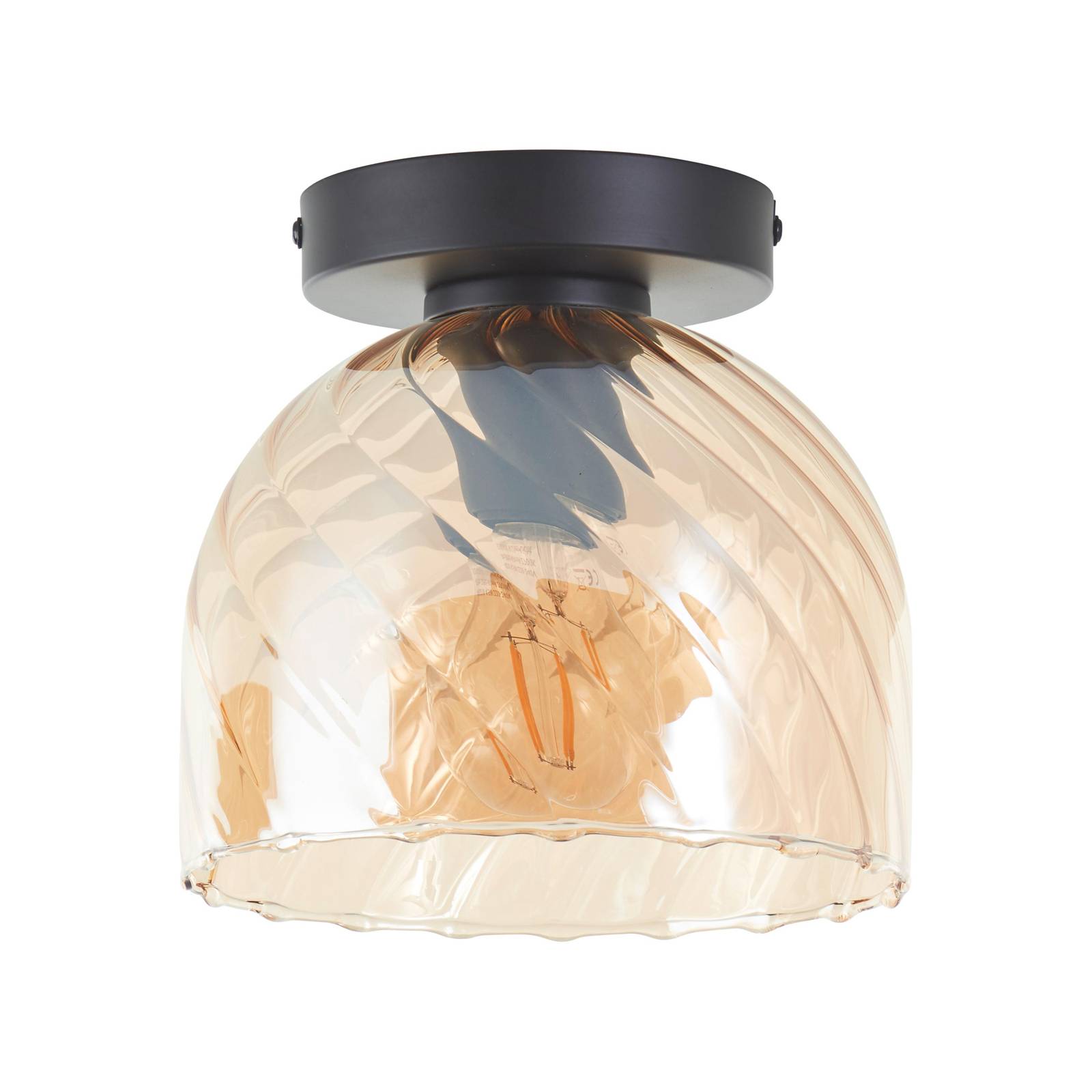Deckenlampe Casto, Ø 19 cm, bernstein, Glas