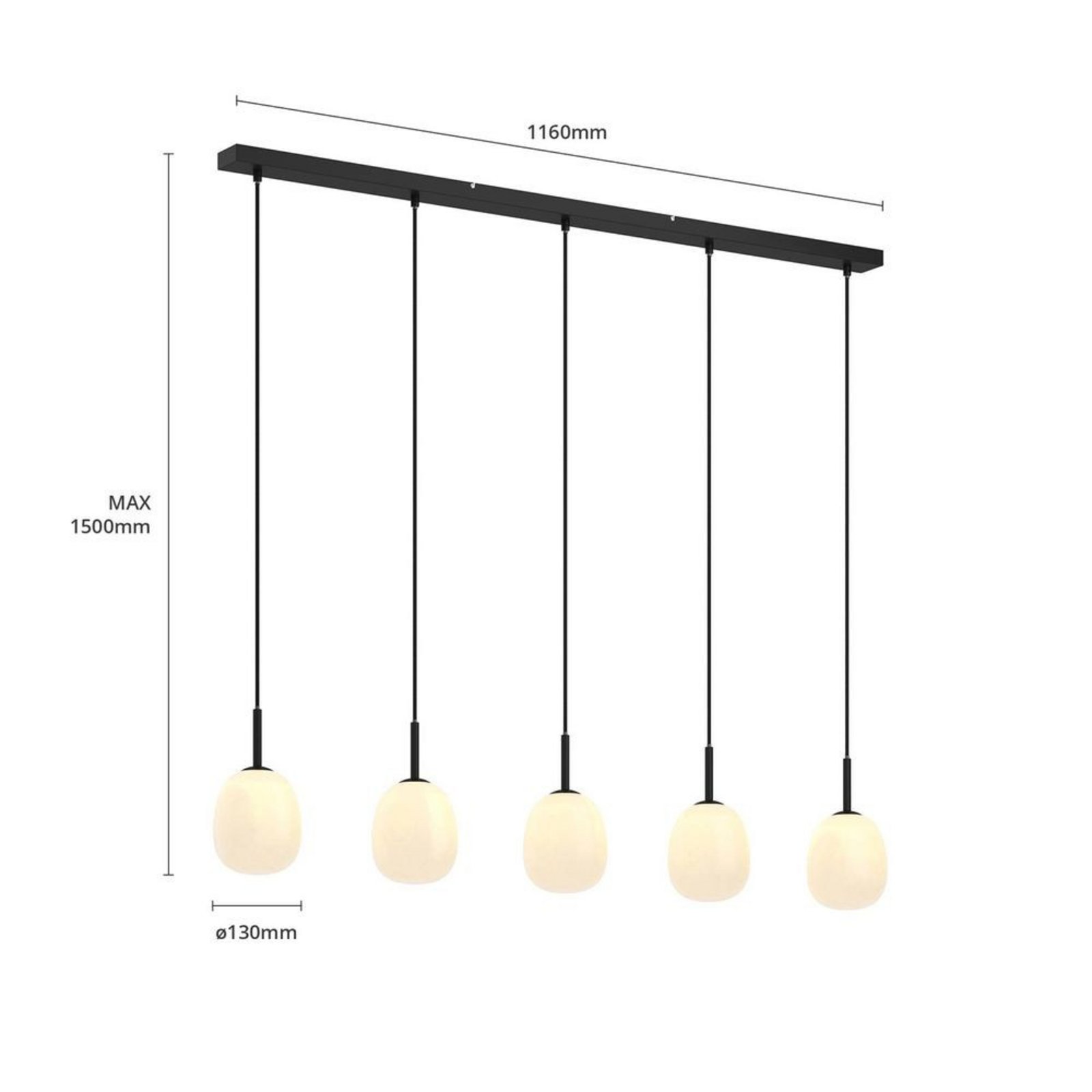 Etiena 5 Lustră Pendul Opal/Black - Lindby