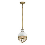 Tollis pendant light, brass/white, one-bulb