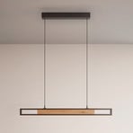 Sveja LED függő lámpa, hossza 80 cm, fekete/fa színű, CCT