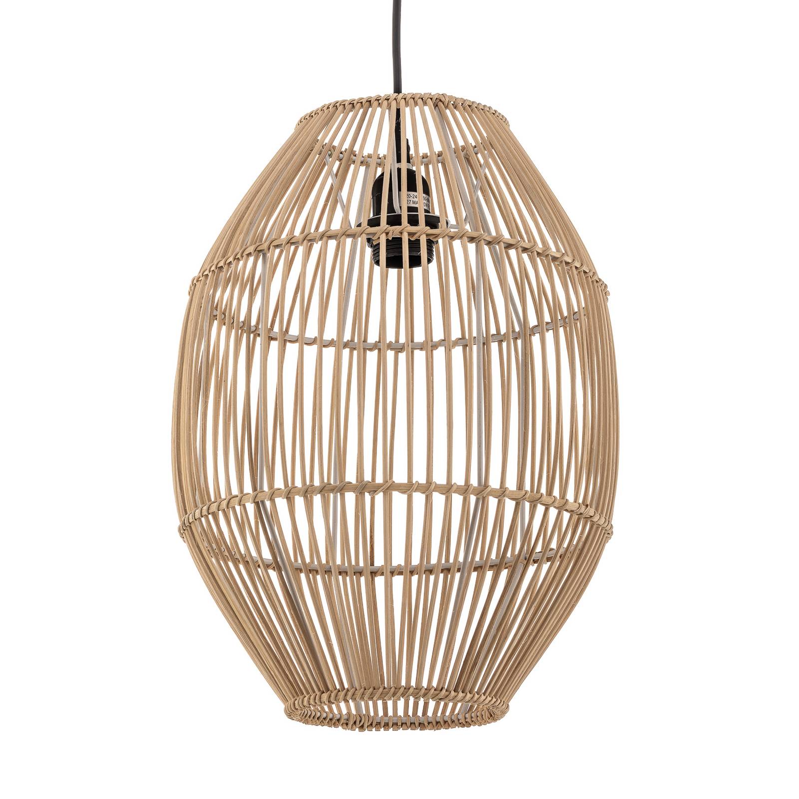 Lampa wisząca Anteo z rattanu, wysoki owal