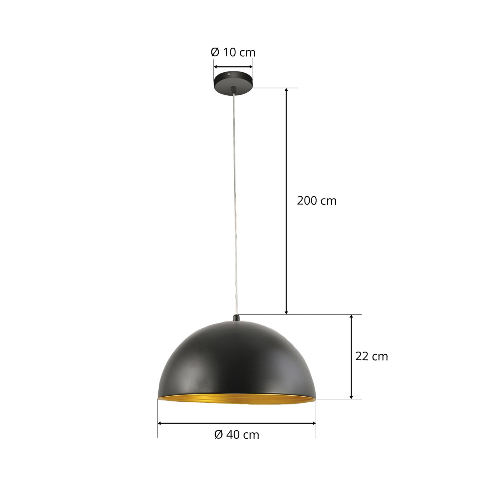 Dingle Two-Tone Hanging Light Black Gold