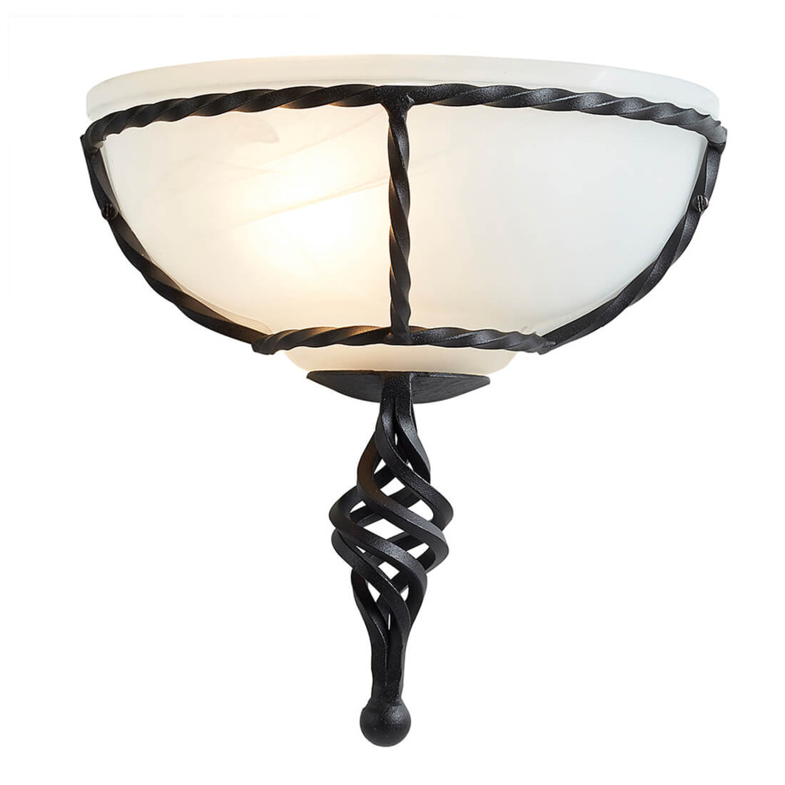 Elstead Attractive wall light Pembroke black, for Living / Dining Room, metal, glass, E27, 60 W, energy efficiency: A++, W: 26 cm, H: 26 cm