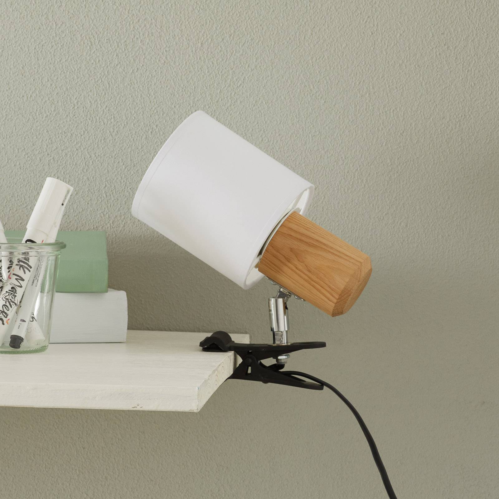 E-shop Moderná upínacia lampa Clampspots biele tienidlo