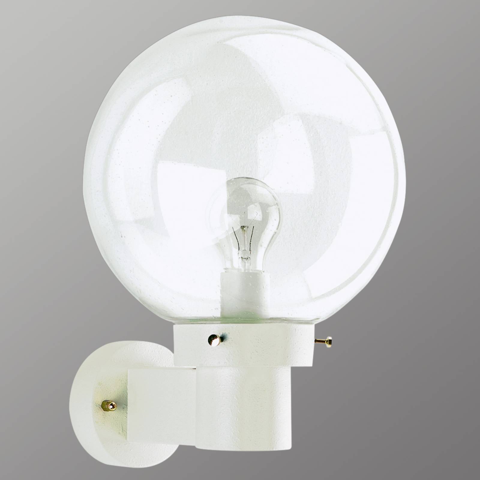 Albert Leuchten Spherical wall light for outdoor areas, white, cast aluminium, bubble glass, E27, 75 W, energy efficiency: A++, H: 35 cm