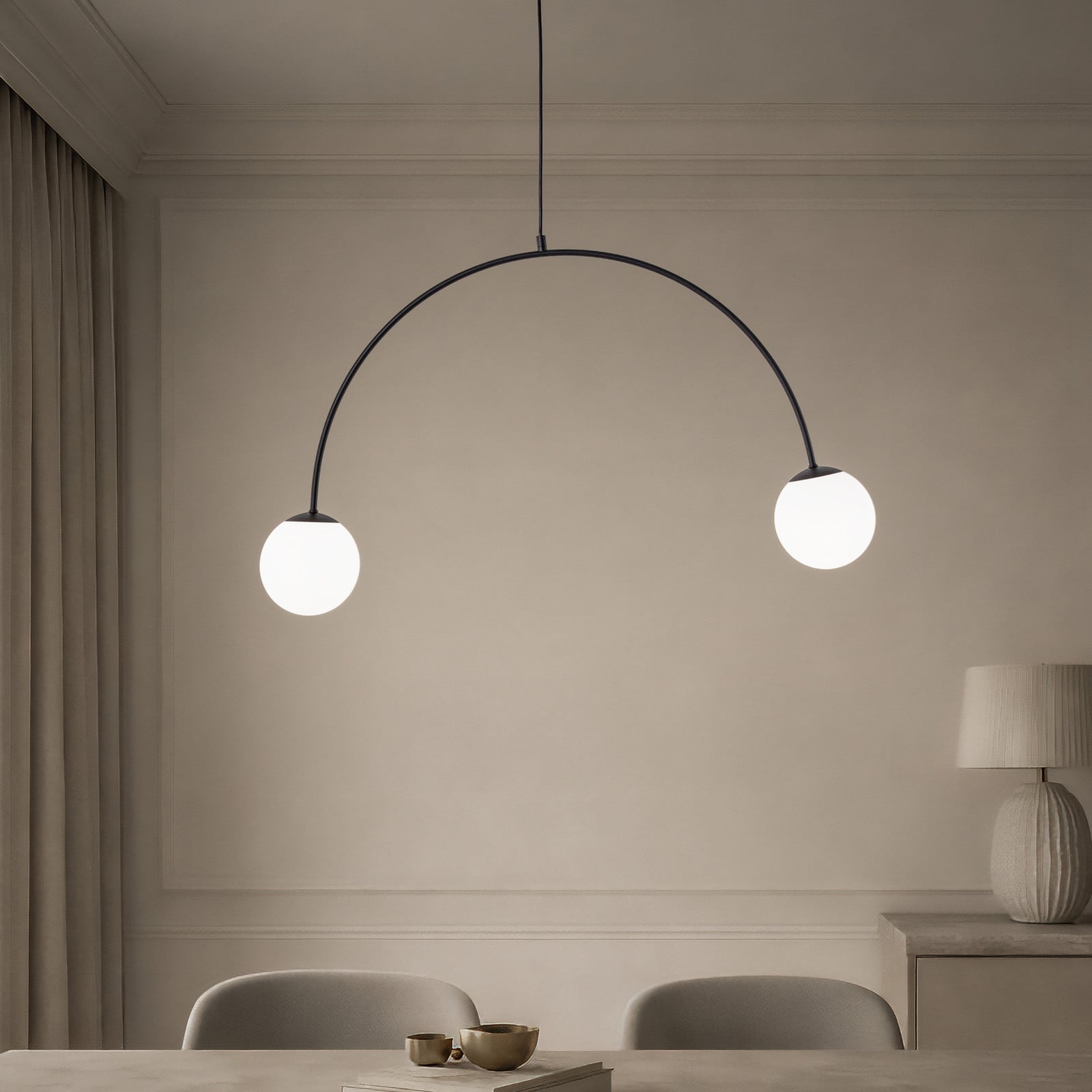 Domiluce Lampă suspendată Nova sticlă/metal negru/alb cu 2 becuri - Camera de zi / sufragerie - Modern - negru alb