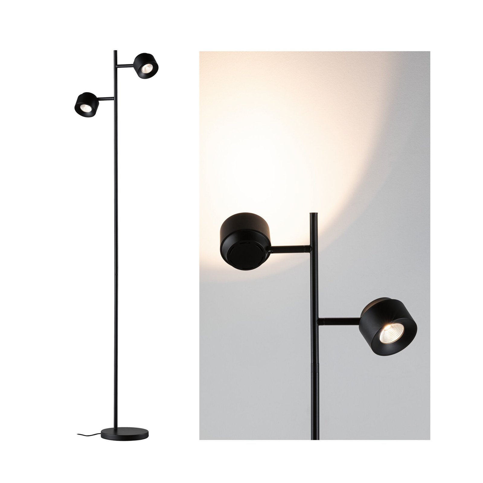 Puric Pane 2 Lampadaire 3-step Noir - Paulmann