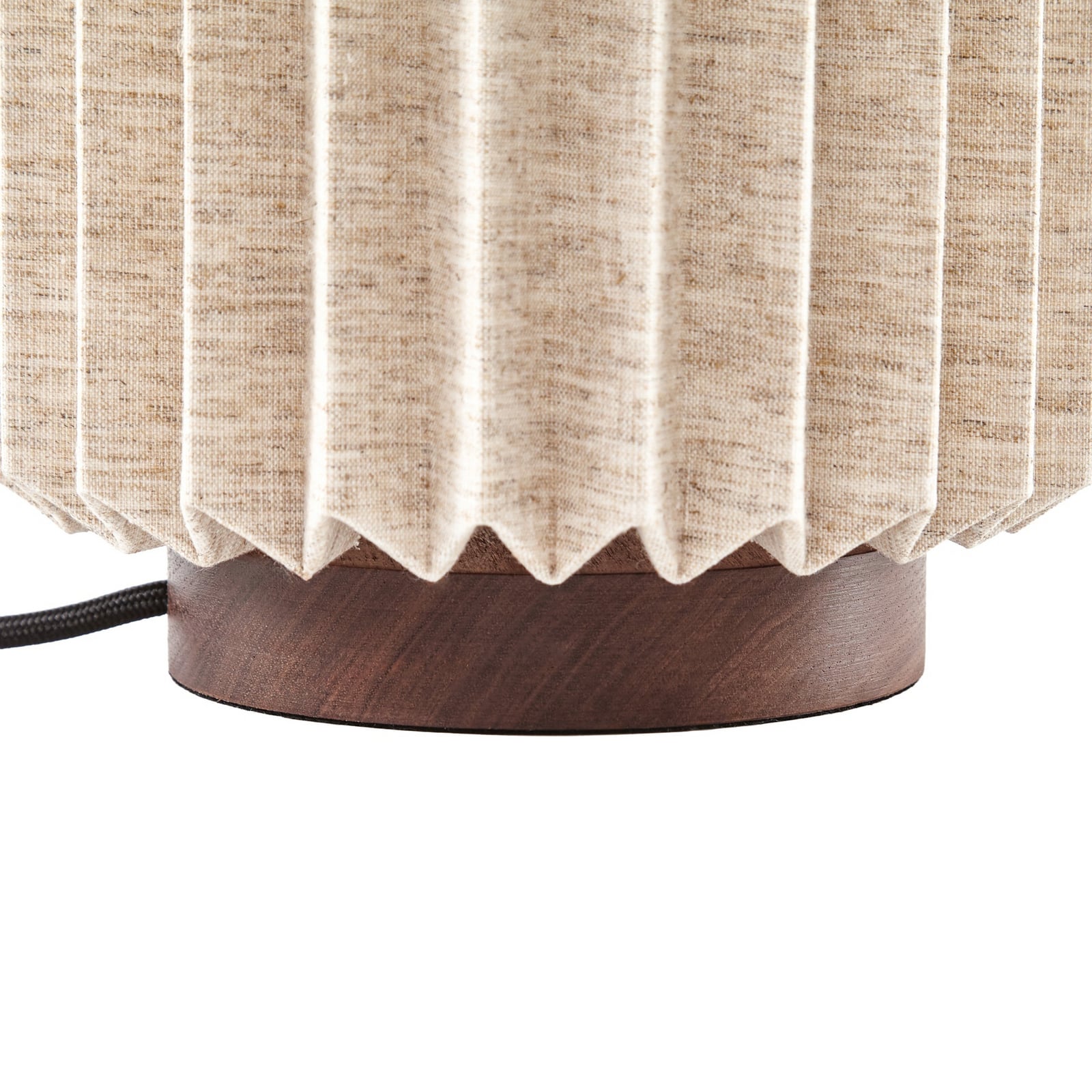 Lampe à poser, noyer/lin, plissée, hauteur 30 cm - Lindby Lampe à poser, noyer/lin, plissée, hauteur 30 cm - Lindby