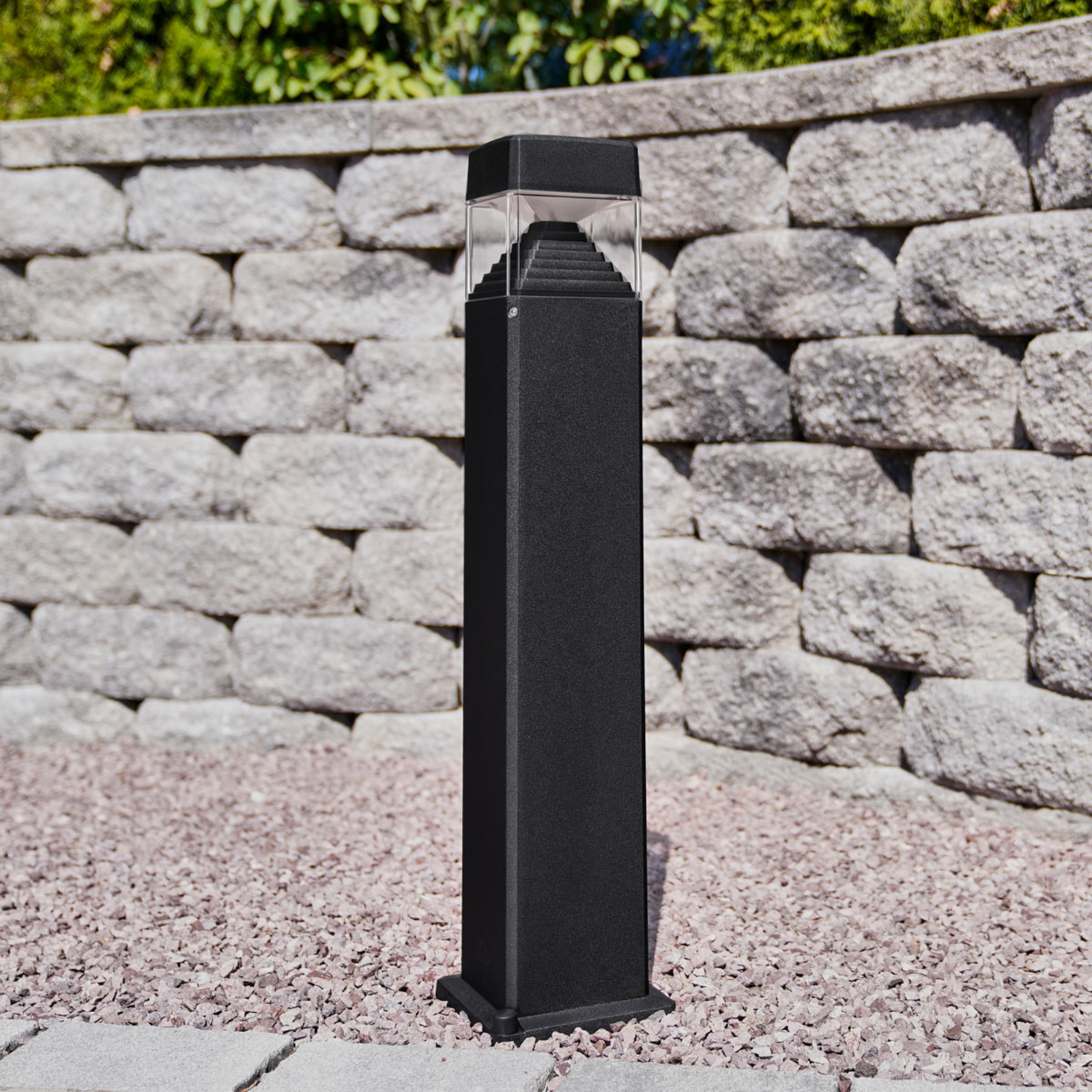 Fumagalli Ester path lamp 80cm high GX53 7W CCT black/clear, cast resin, PMMA, GX53, 7 W, energy efficiency: A+, L: 12.6 cm, W: 12.6 cm, H: 80 cm