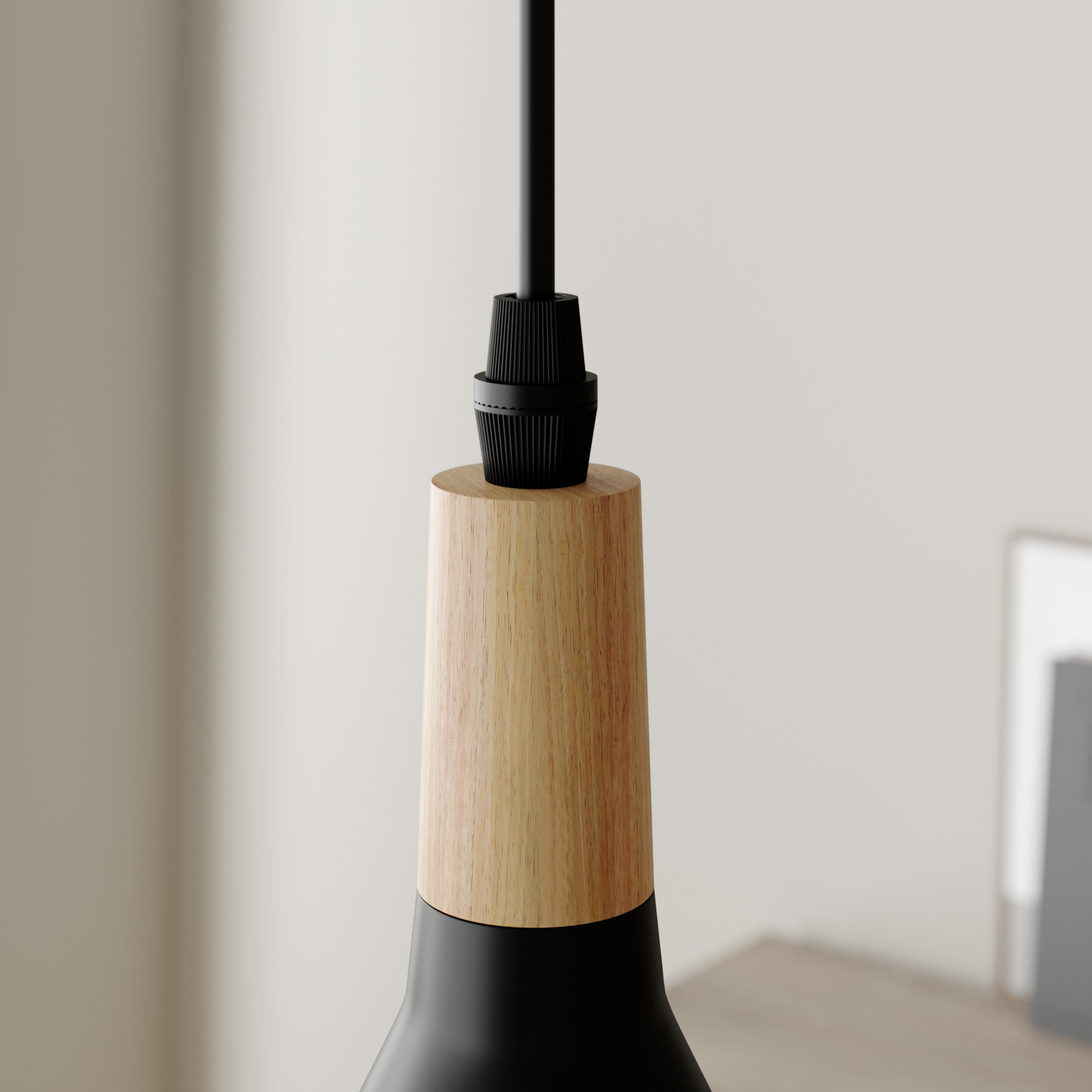 Arina pendant light in black, 5-bulb