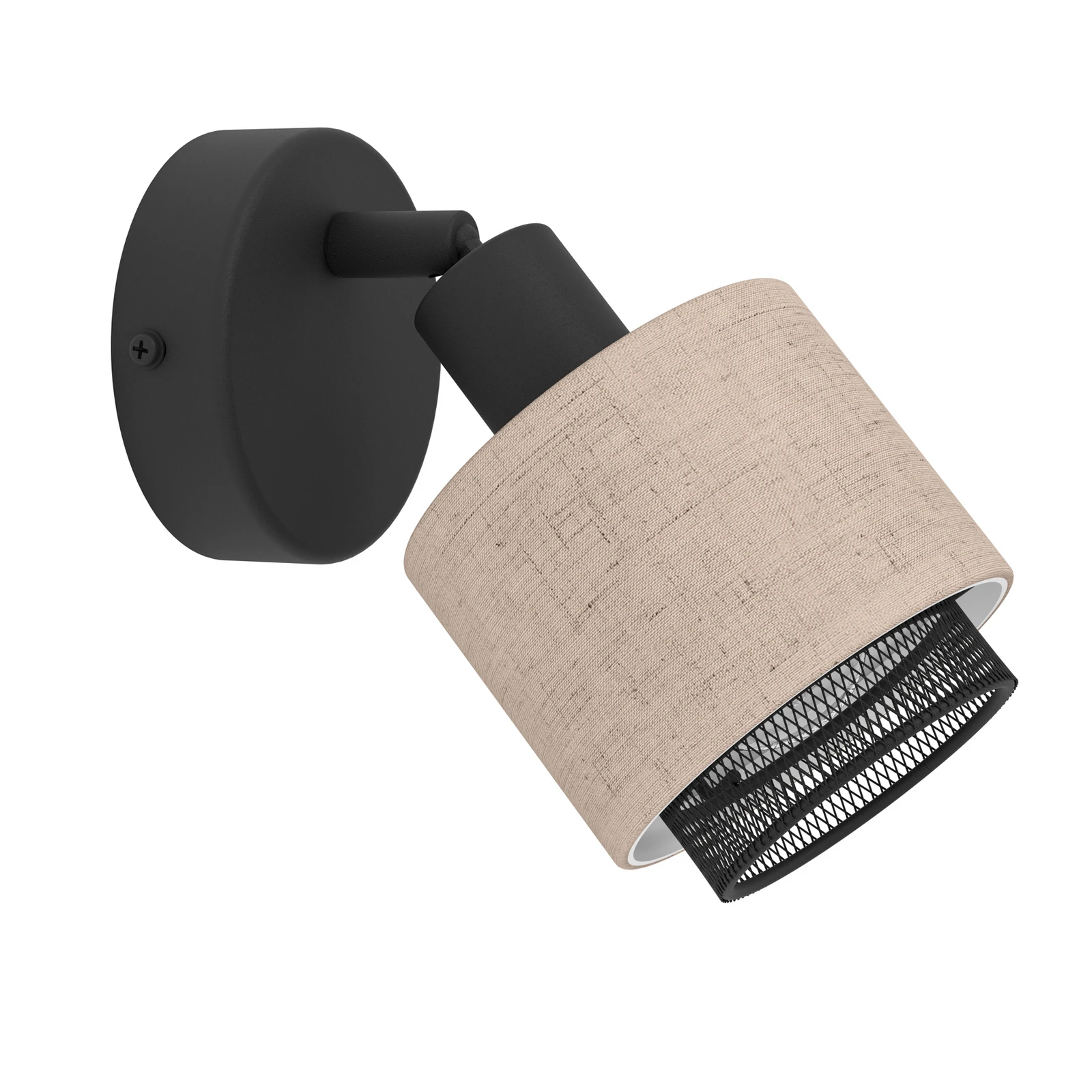 Spot mural Rosley, largeur 9 cm, noir/naturel, lin