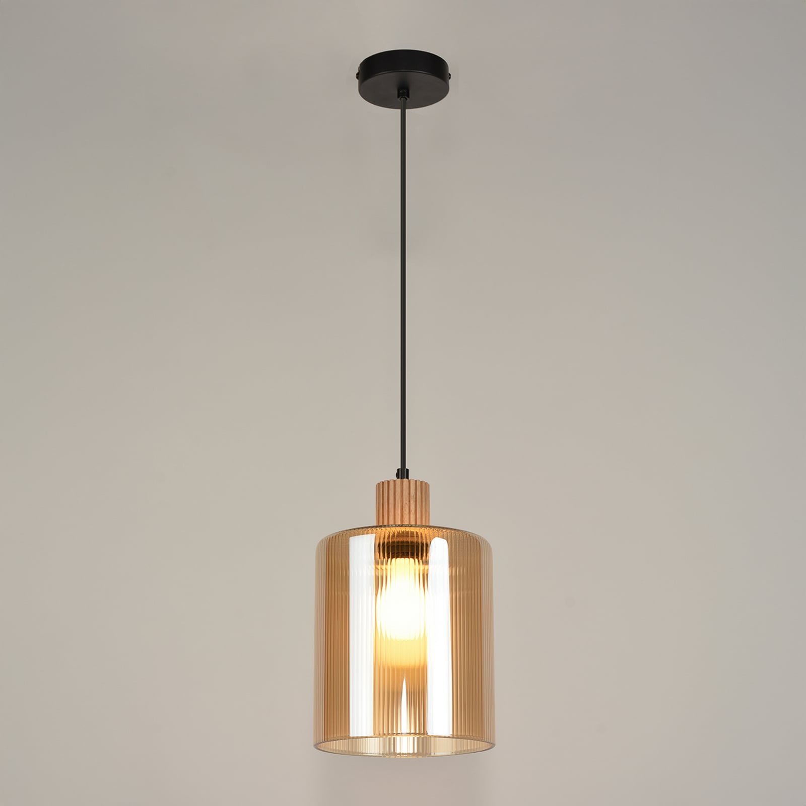 Żyrandol Giovanni, kolor bursztynowy/naturalny, średnica 18 cm, szkło