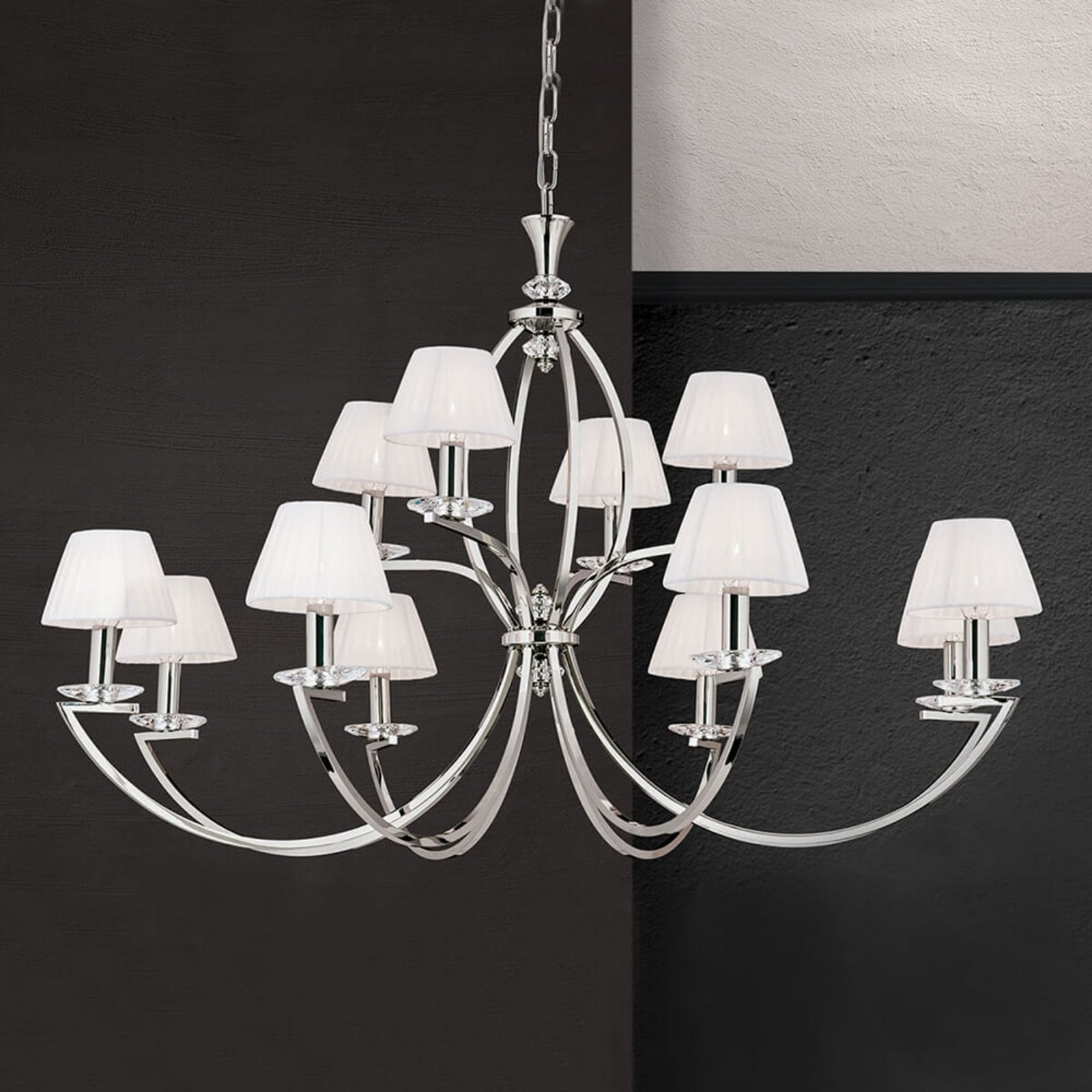 ORION Candelabru Avala nichel și alb - Camera de zi / sufragerie - nichel alb transparent - Metal