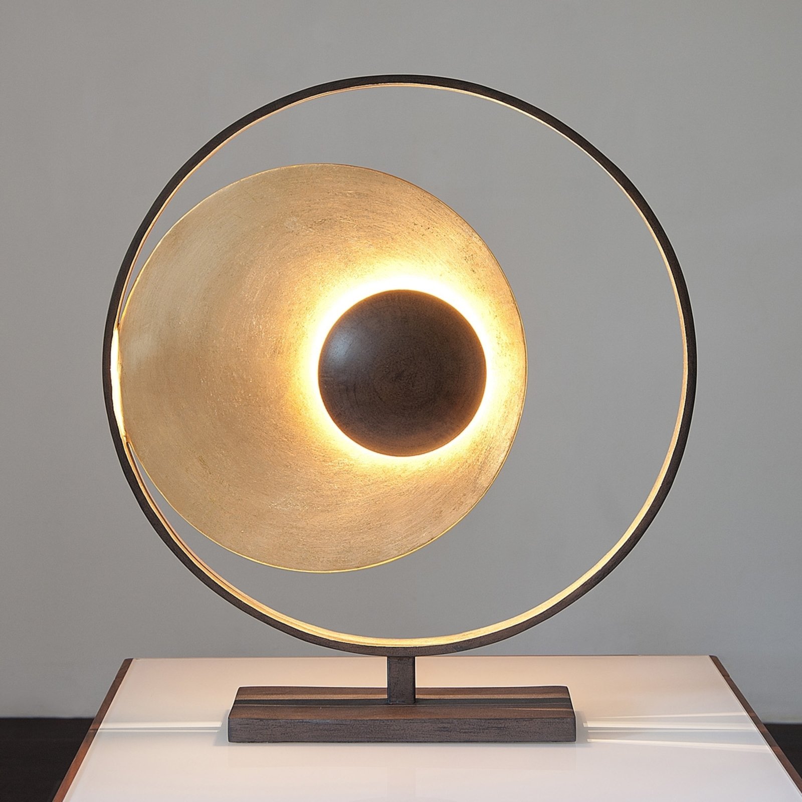 Lampada da tavolo Satellite oro-marrone, 58 cm