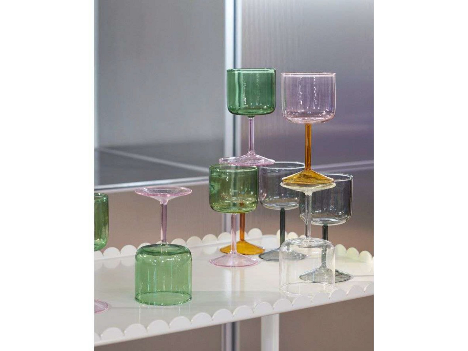 Tint Wine Glass Set of 2 Green/ Pink - HAY