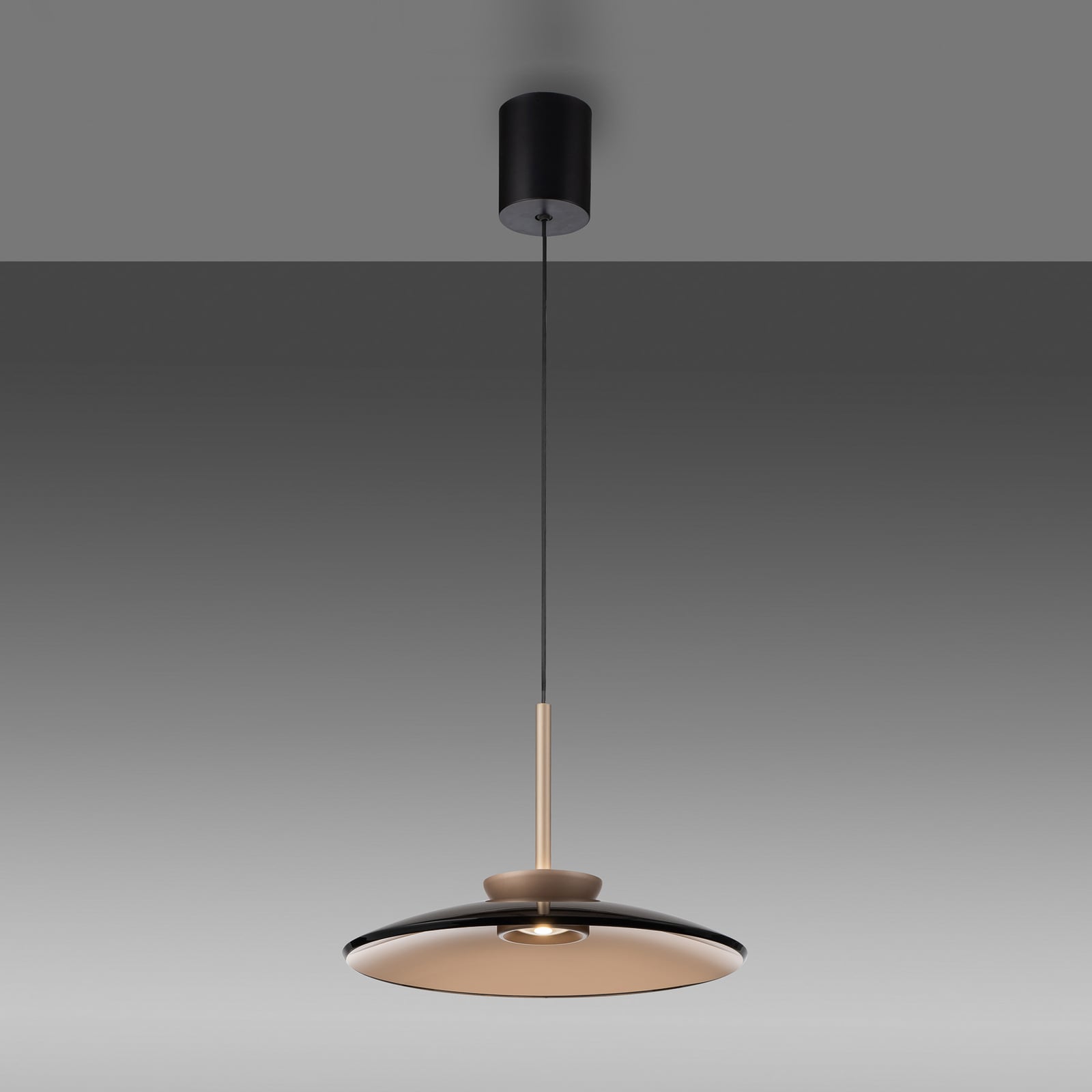 Suspension LED E-Moon, bronze et verre ambré (foncé), Ø 50 cm - PURE Suspension LED E-Moon, bronze et verre ambré (foncé), Ø 50 cm - PURE