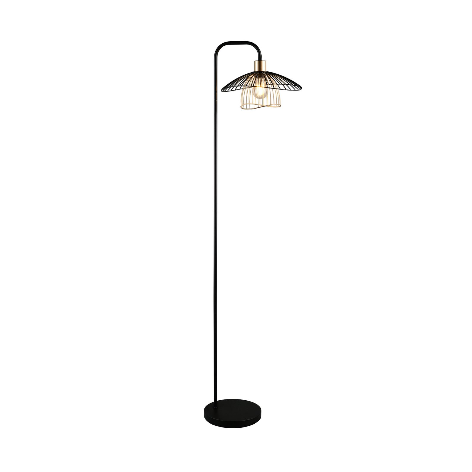 Golvlampa Lauris, matt svart, höjd 155 cm, metall, E27