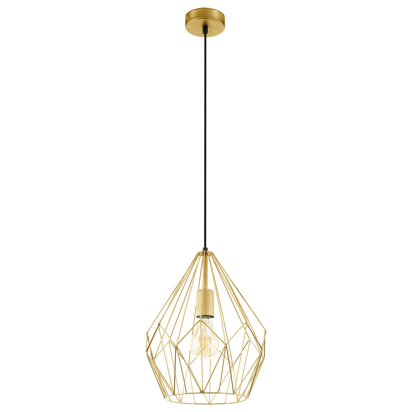 Hanglamp Carlton met kooikap, goud Ø 31cm