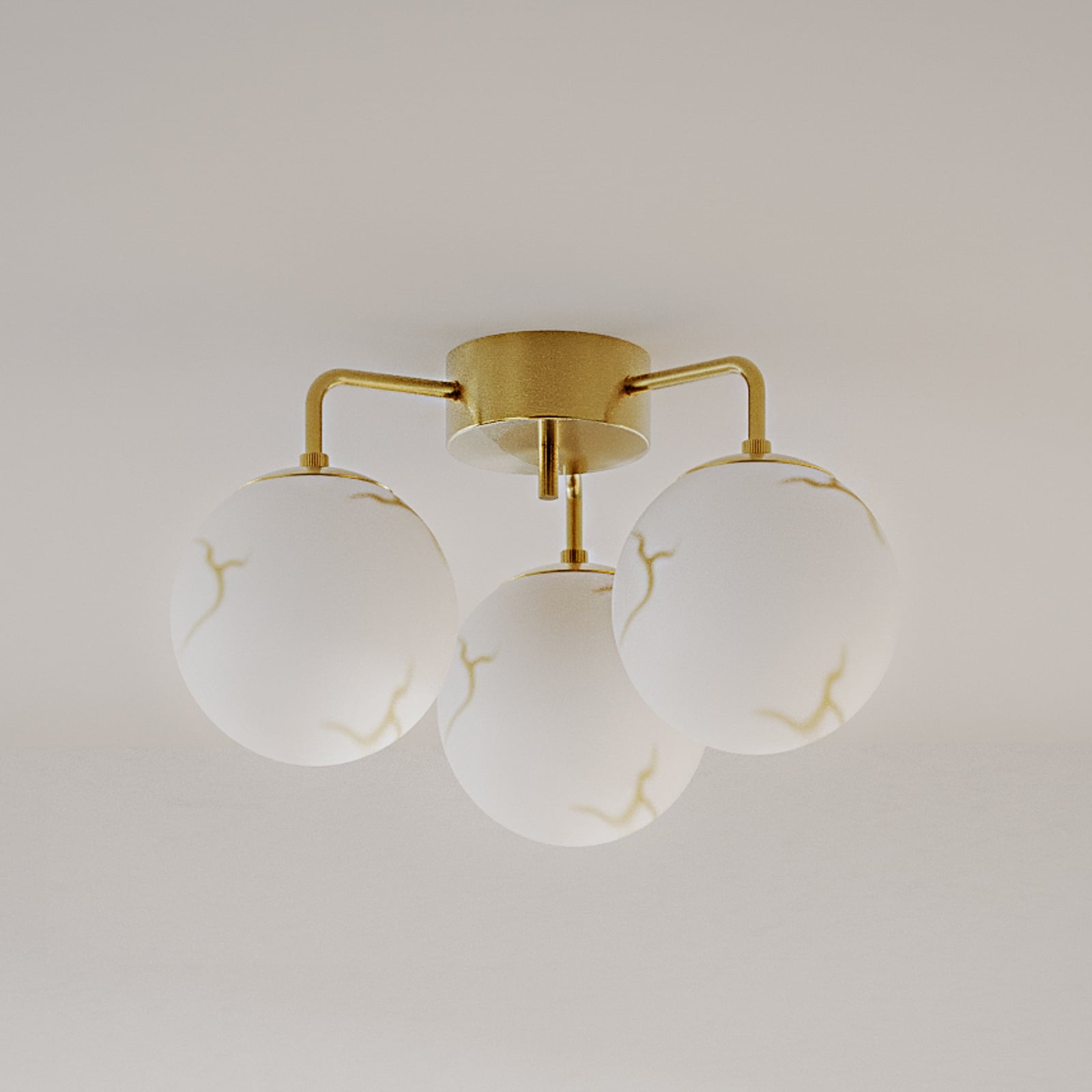 Lampa sufitowa Bellagio marki By Rydéns, mosiądz/biały, 3-punktowa, szkło
