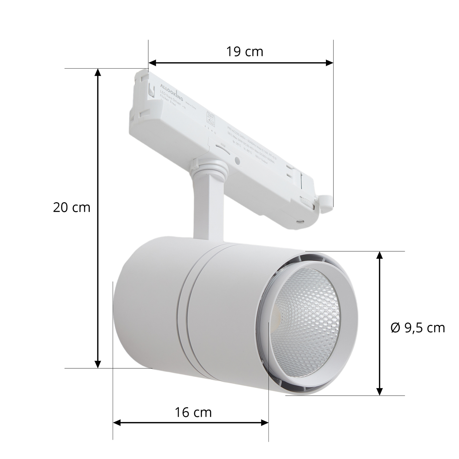 Arcchio LED reflektor Marny, biely, 3-fázový, stmievateľný