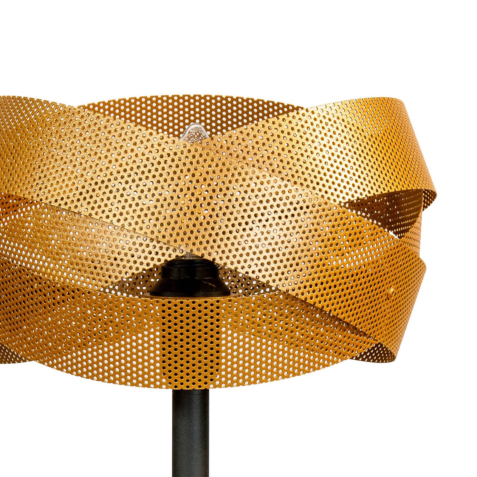 Lampa stołowa Tornado, czarna/złota, metal, Ø 26 cm, E14