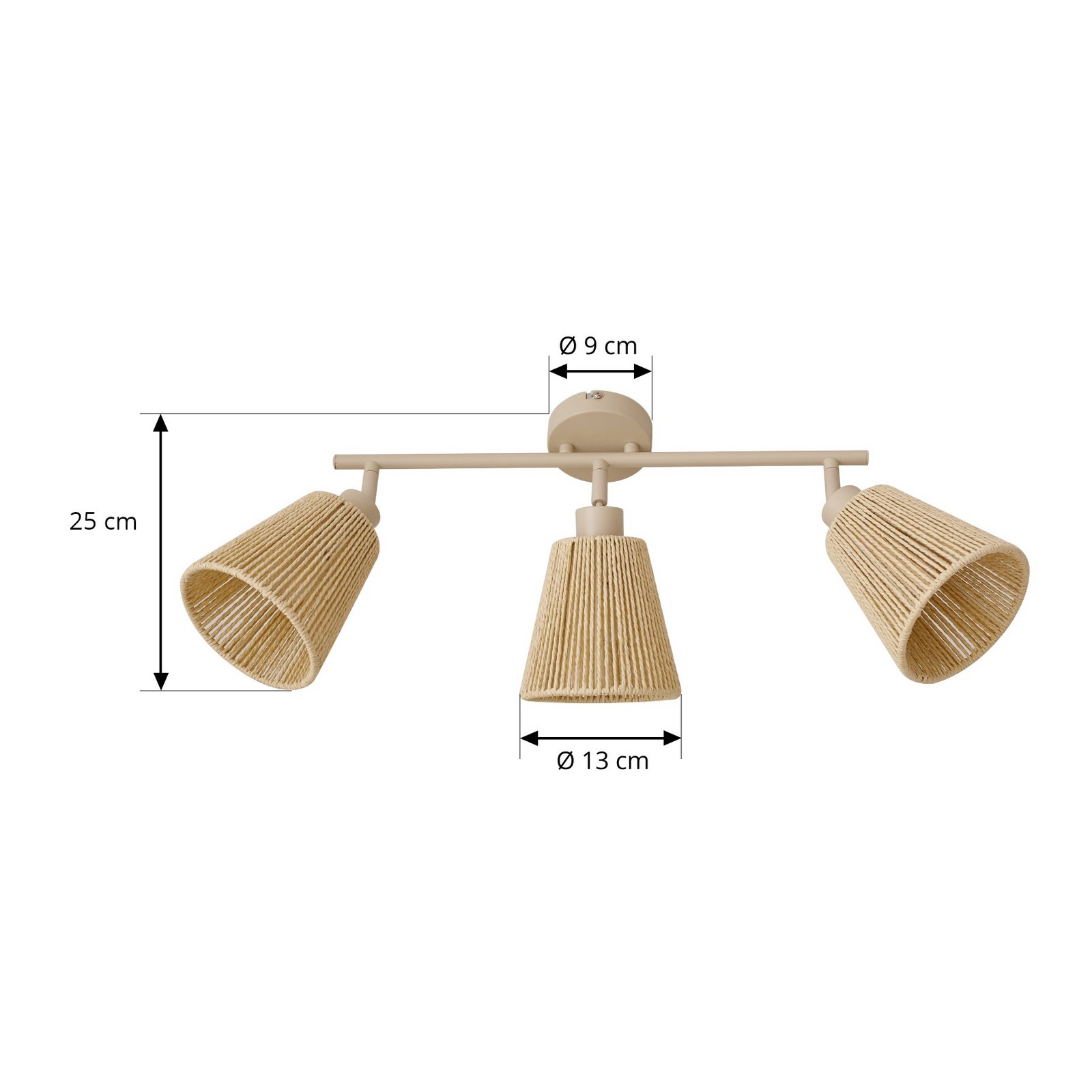 Lindby Deckenstrahler Anuva, 72 cm, beige, Papier, 3-flammig