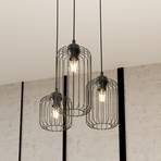 Suspension Vander, 3 lampes, Ø 30 cm, noir, métal, E27