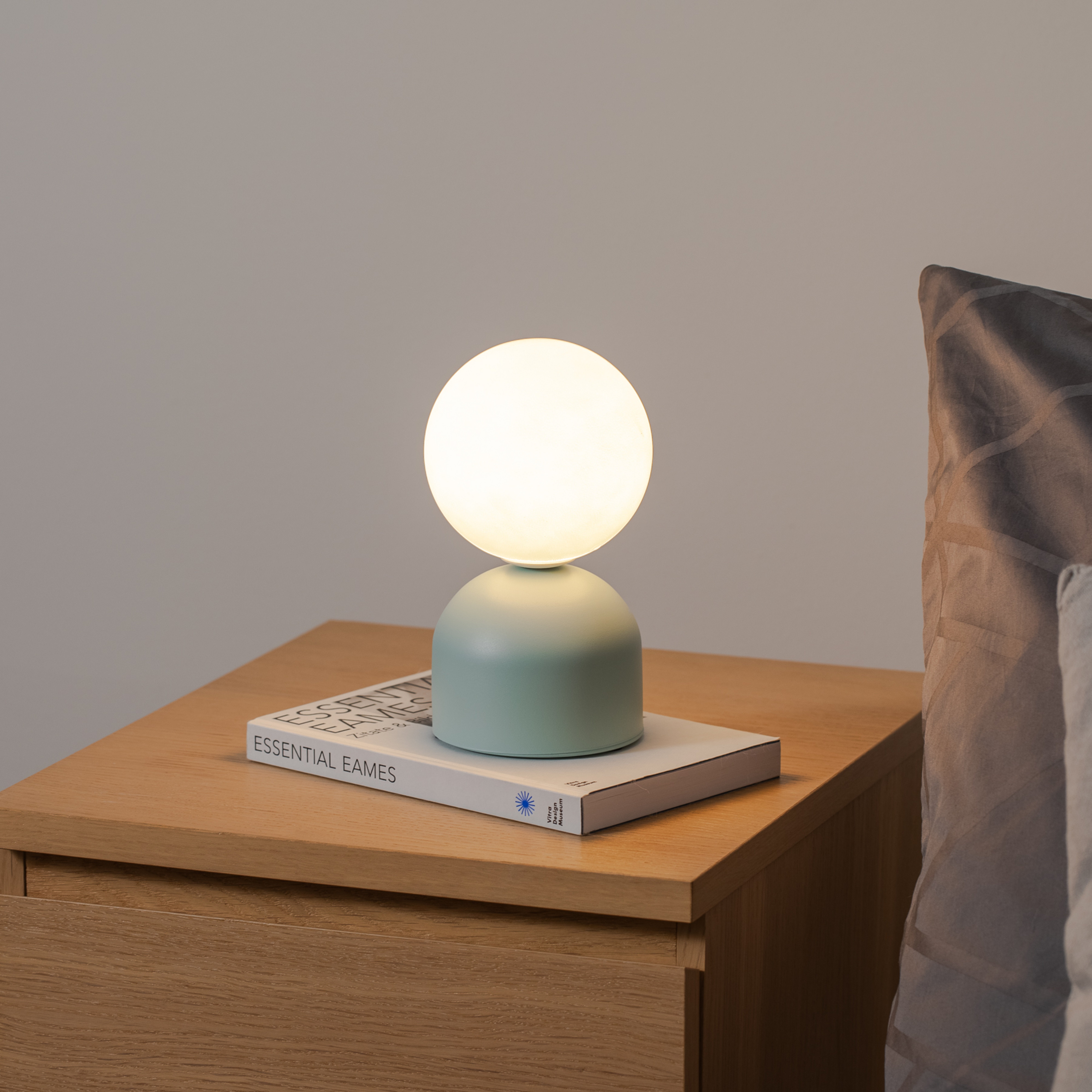 Lampe à poser Miki, vert menthe, hauteur 21 cm, métal/verre, G9