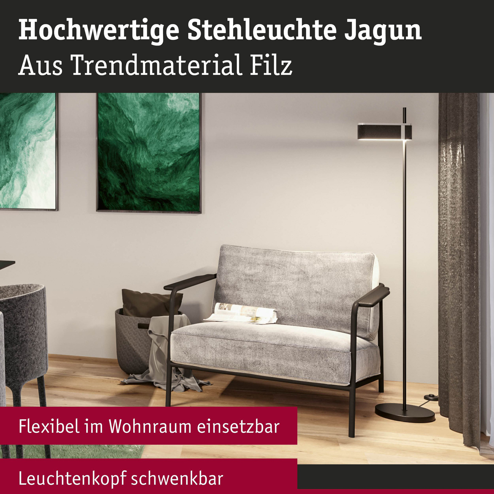 Jagun LED Golvlampa 3-Step-Dim Antrasitt - Paulmann