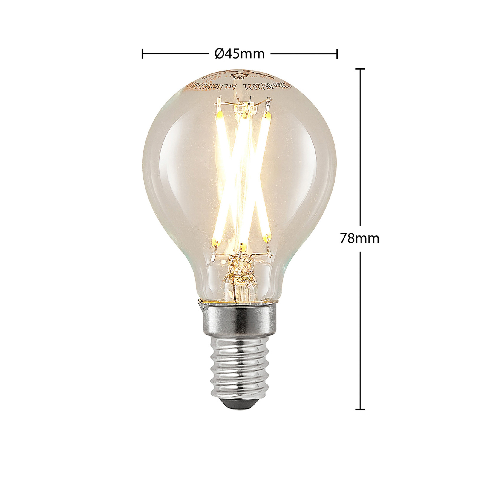 LED-Filamentlampe E14 4W 2700K Tropfen dimmbar 5er