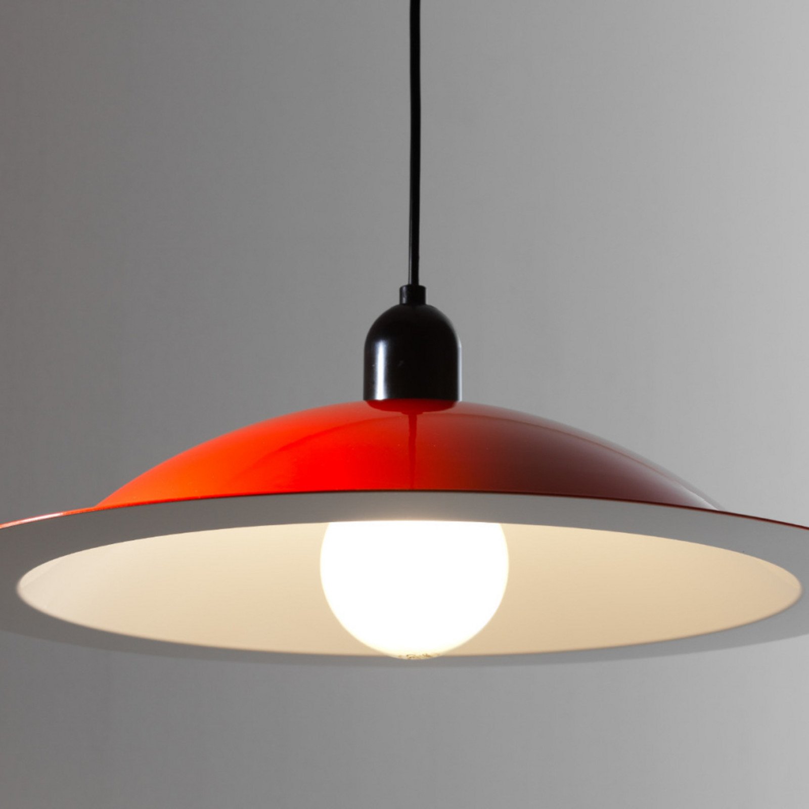 Stilnovo Lampiatta Lampă suspendată cu LED Ø 50 cm coral - Camera de zi / sufragerie - design - roșu (RAL 2002) negru alb (RAL 9016) - Metal