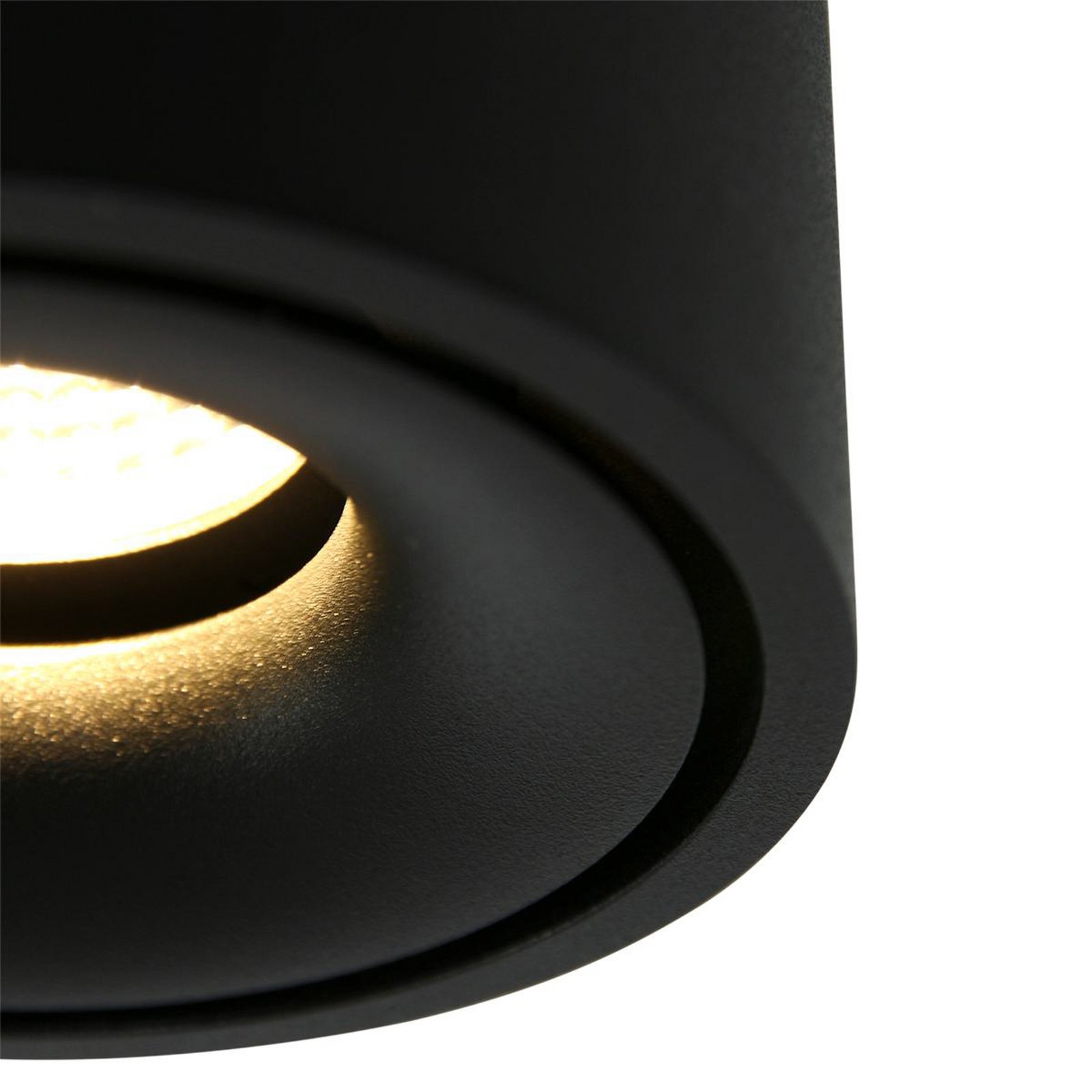 LED ceiling spotlight Fez, black, 1-bulb, metal, swivelling