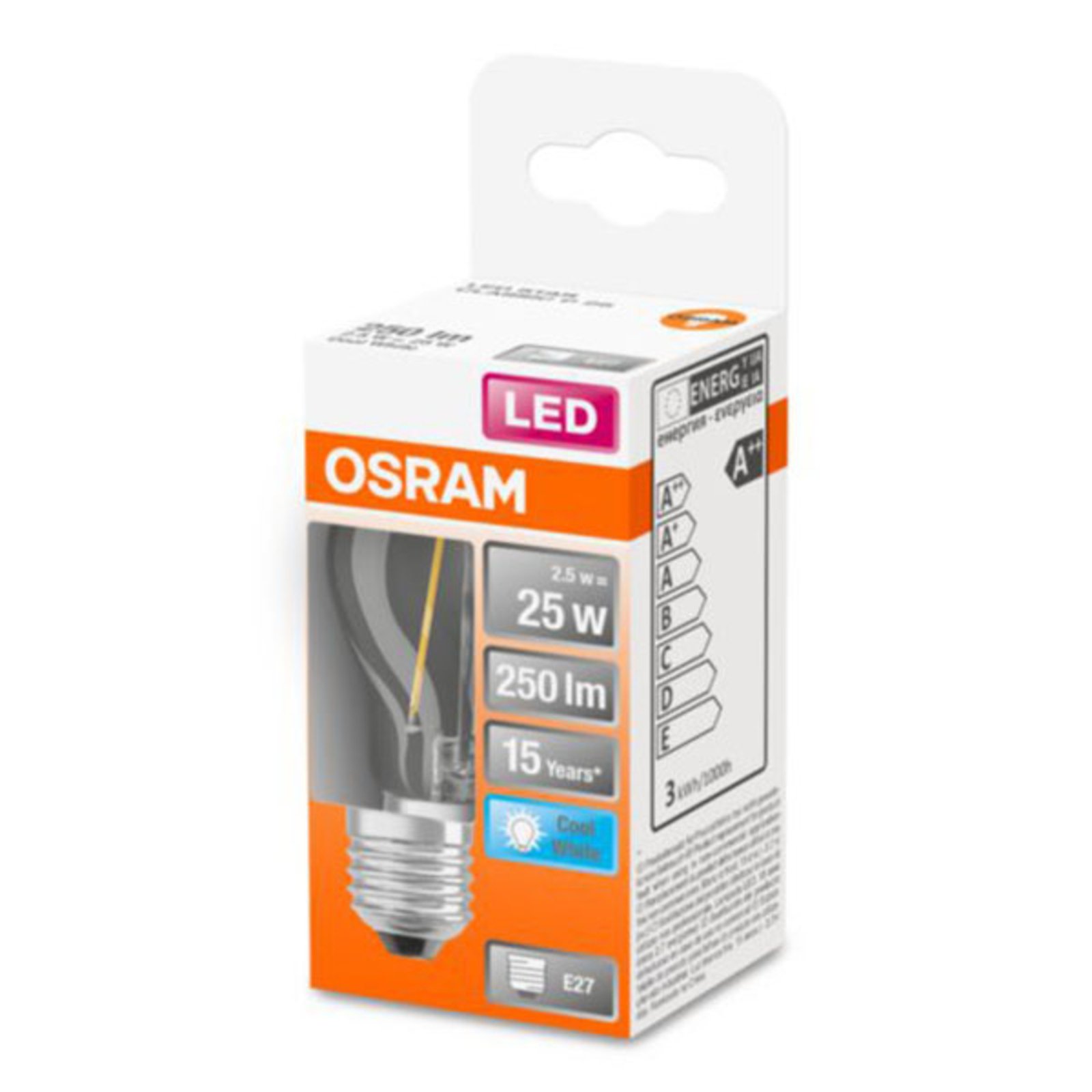 OSRAM Classic P LED-pære E27 2,5 W 4 000 K klar