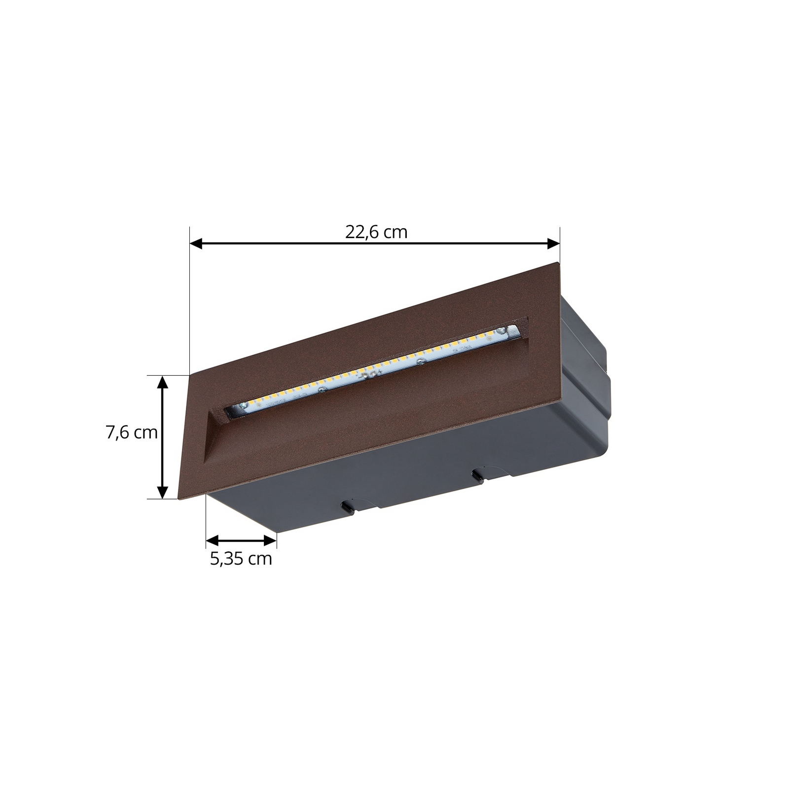 Lucande LED-Wandeinbauleuchte Loya, 23 x 8 cm, rost, IP54