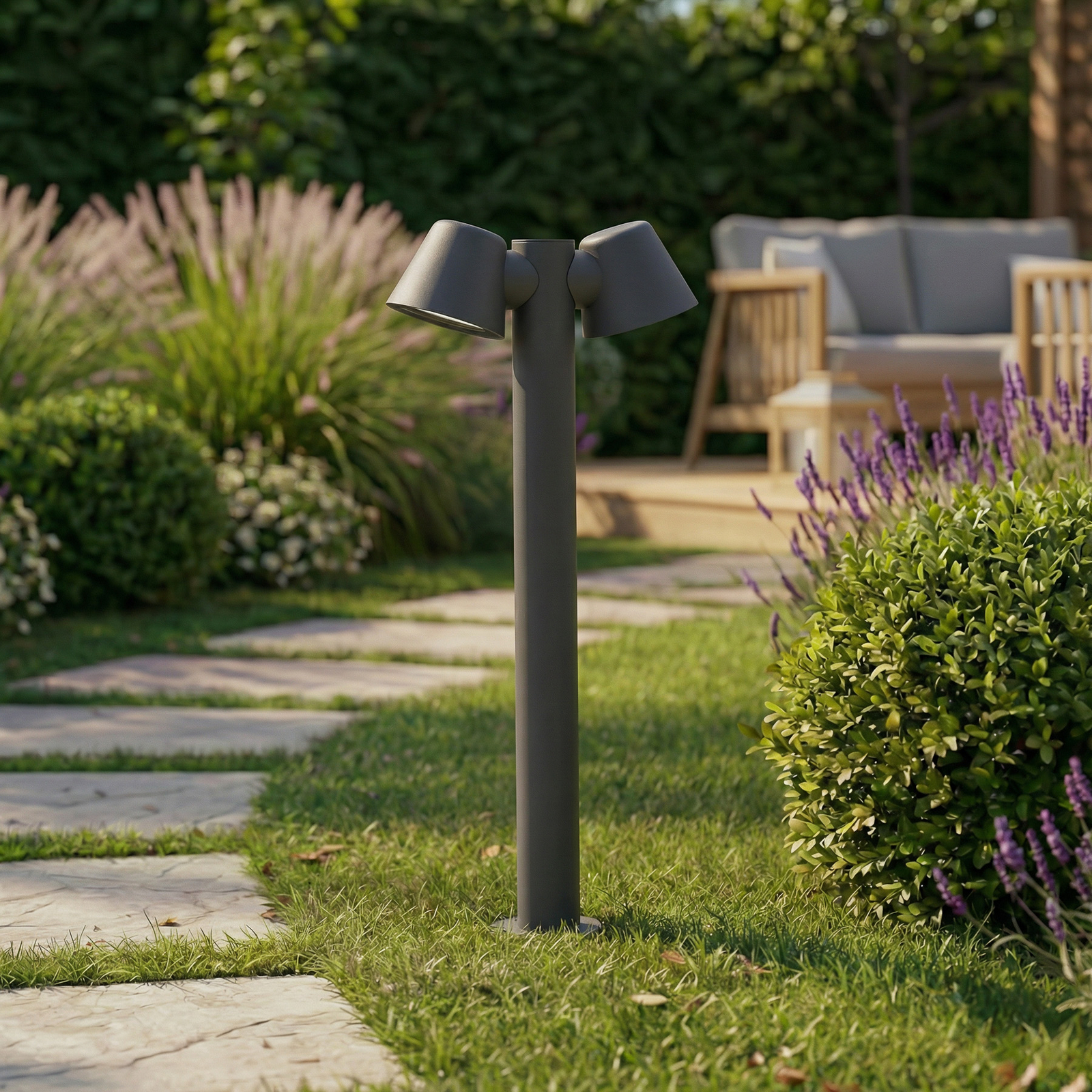 Lindby veilampe Ileyna, 2 lyskilder, antrasitt, 100 cm