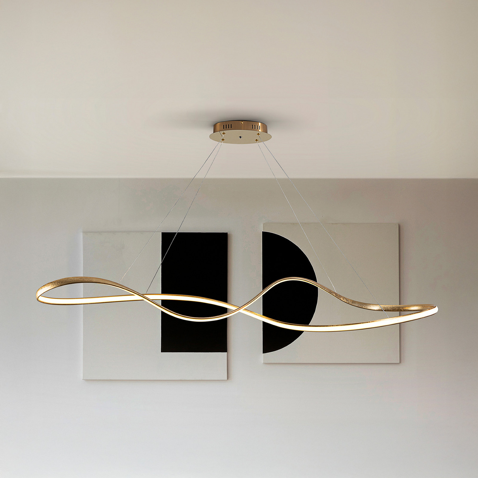 Schuller Valencia Lampă suspendată LED Lia aurie CCT telecomandă metal - Camera de zi / sufragerie - modern