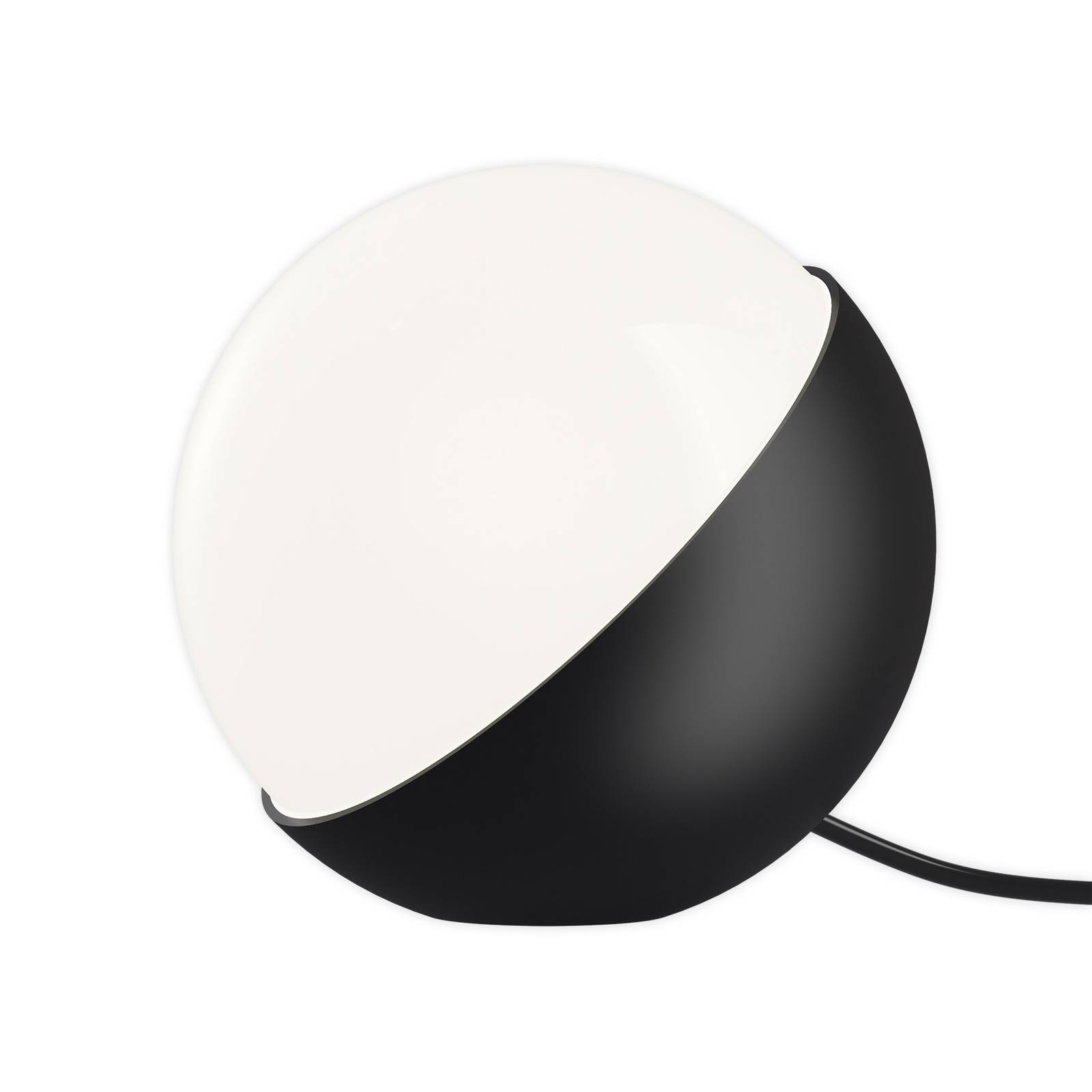 Louis Poulsen VL Studio table lamp black, Ø 15cm, for Living / Dining Room, Aluminium, mouth blown opal glass, G9, 30 W, H: 14.5 cm