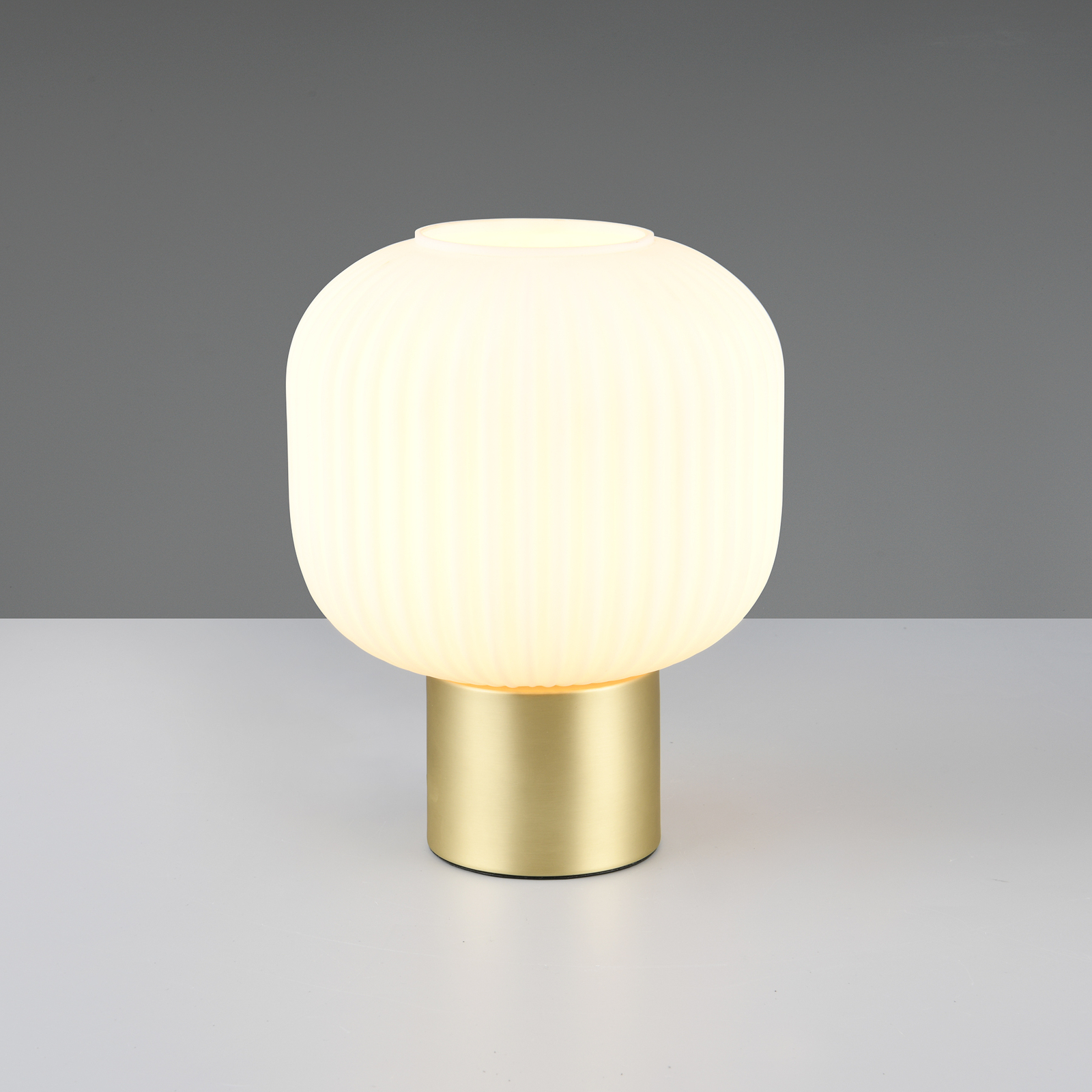 Diva table lamp, brass-coloured, white, metal, glass, E27